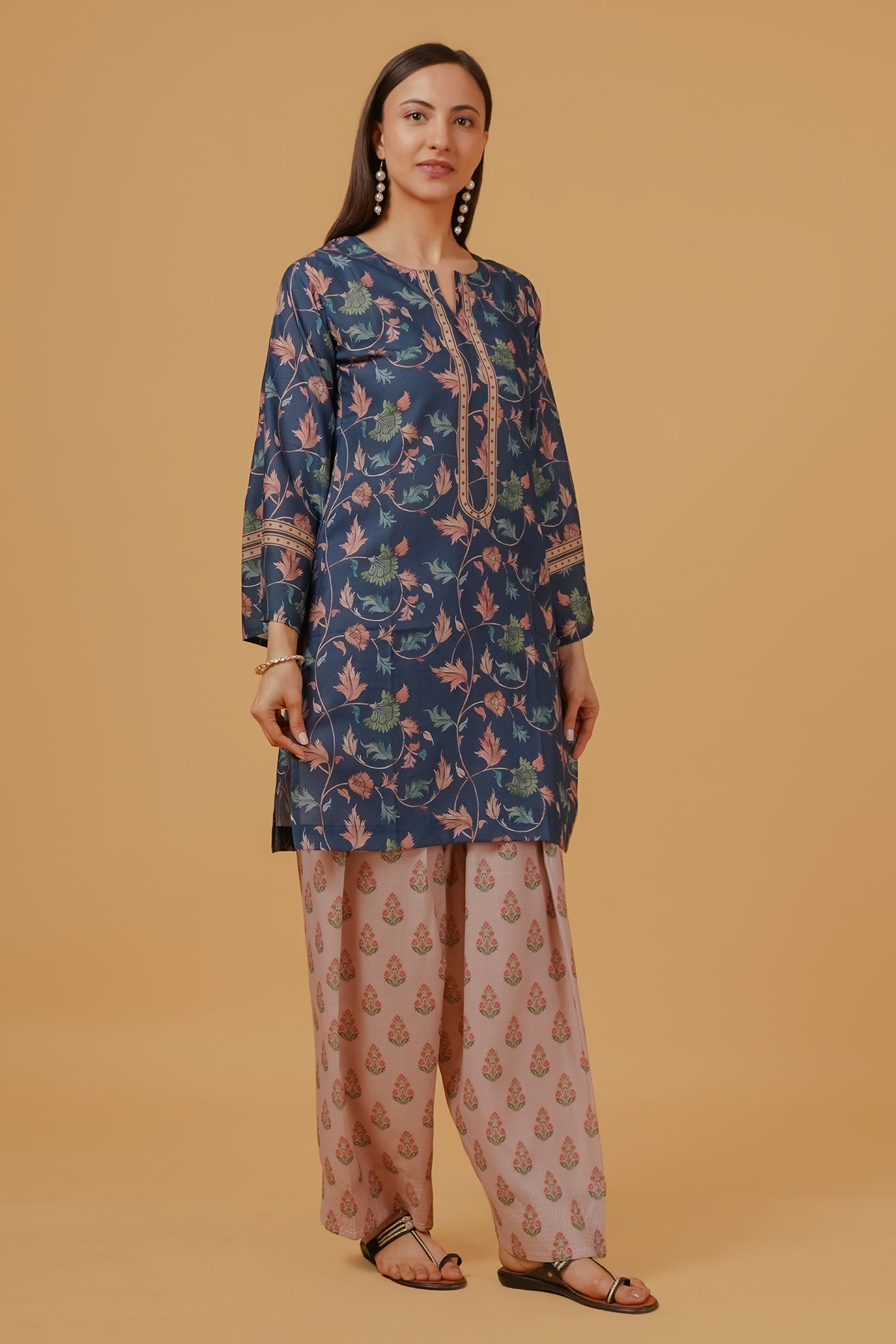 Teal Floral Printed Lawn Cotton Co-ord Set