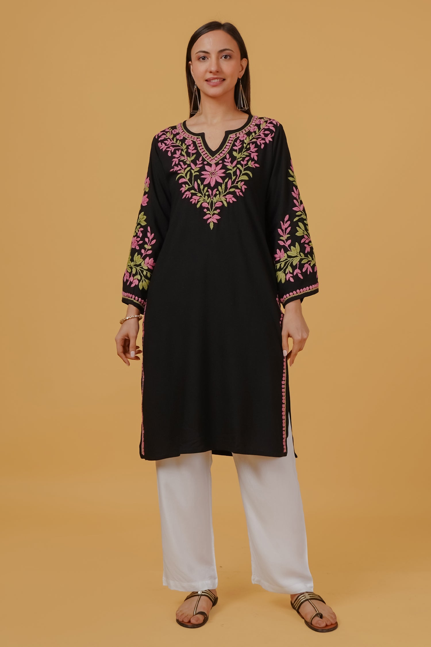 Jannat chaddha in Rayon Chikankari Embroidered Kurta In Rayon - Black