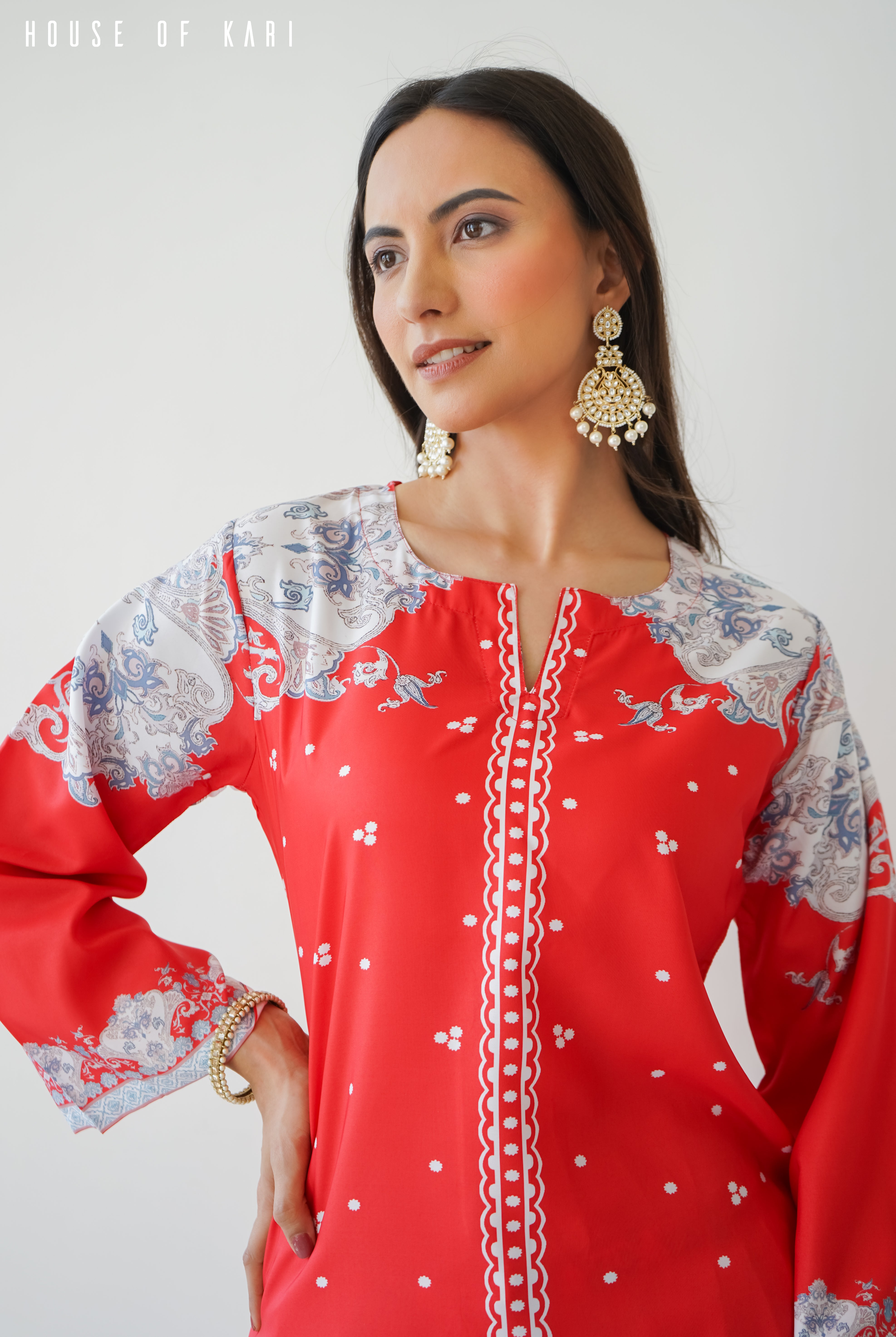 Printkari Poly Muslin Co-ord set in Red