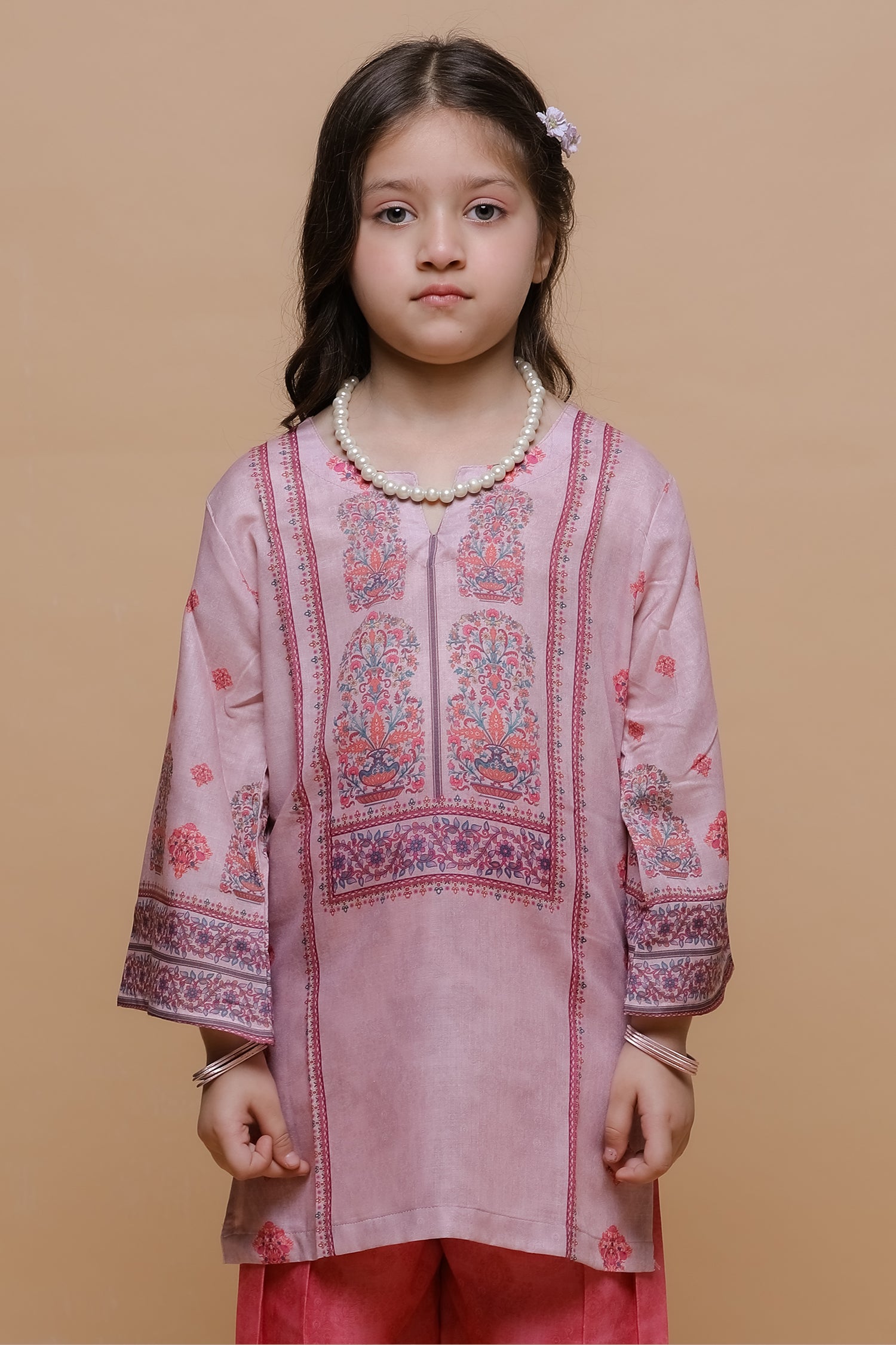 Kids Pink Printed Lawn Cotton Co-ord Set