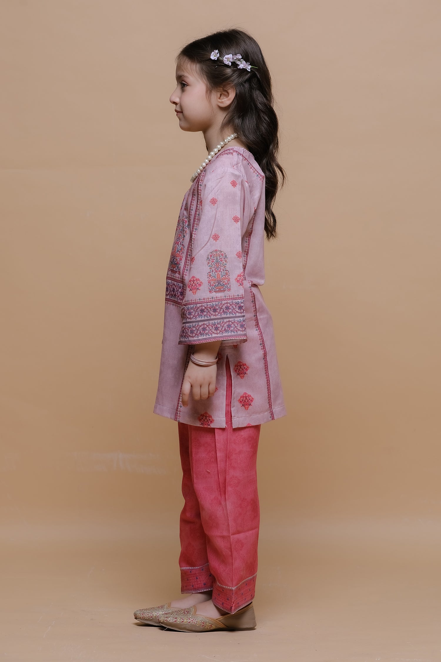 Kids Pink Printed Lawn Cotton Co-ord Set