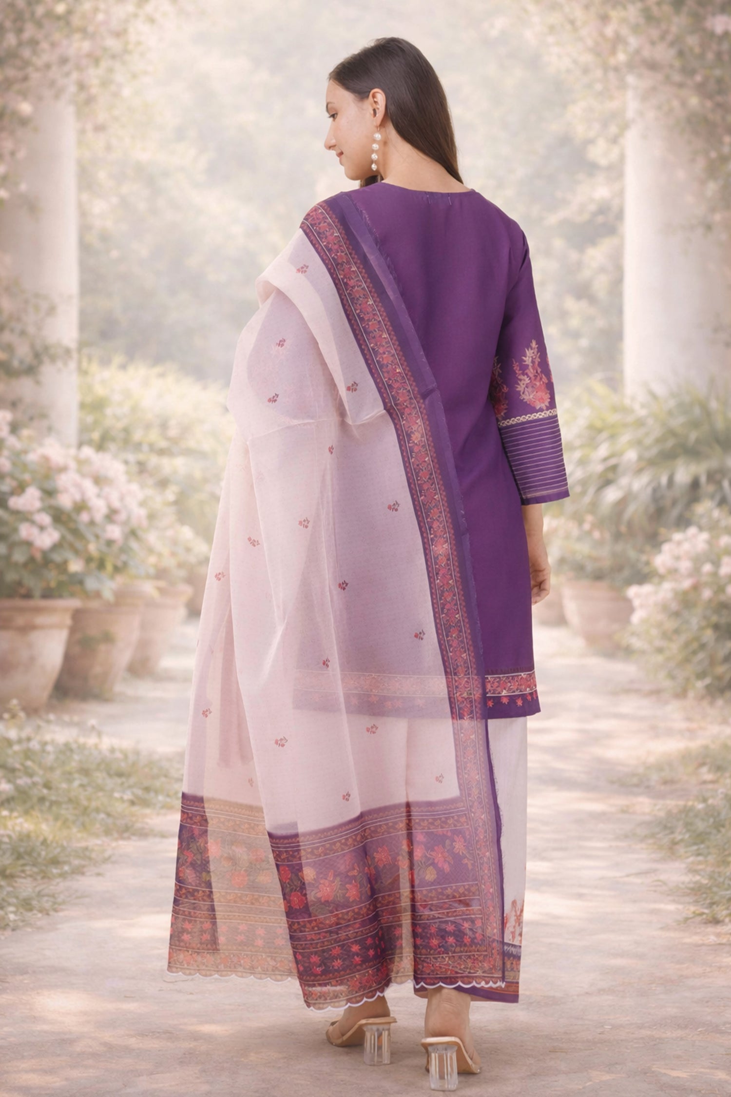 Purple Floral Printed Lawn Cotton Co-ord Set