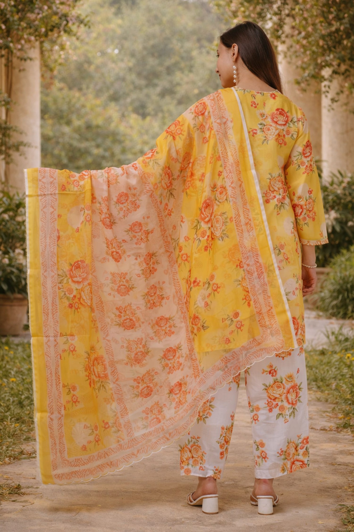 Yellow Floral Printed Lawn Cotton Co-ord Set