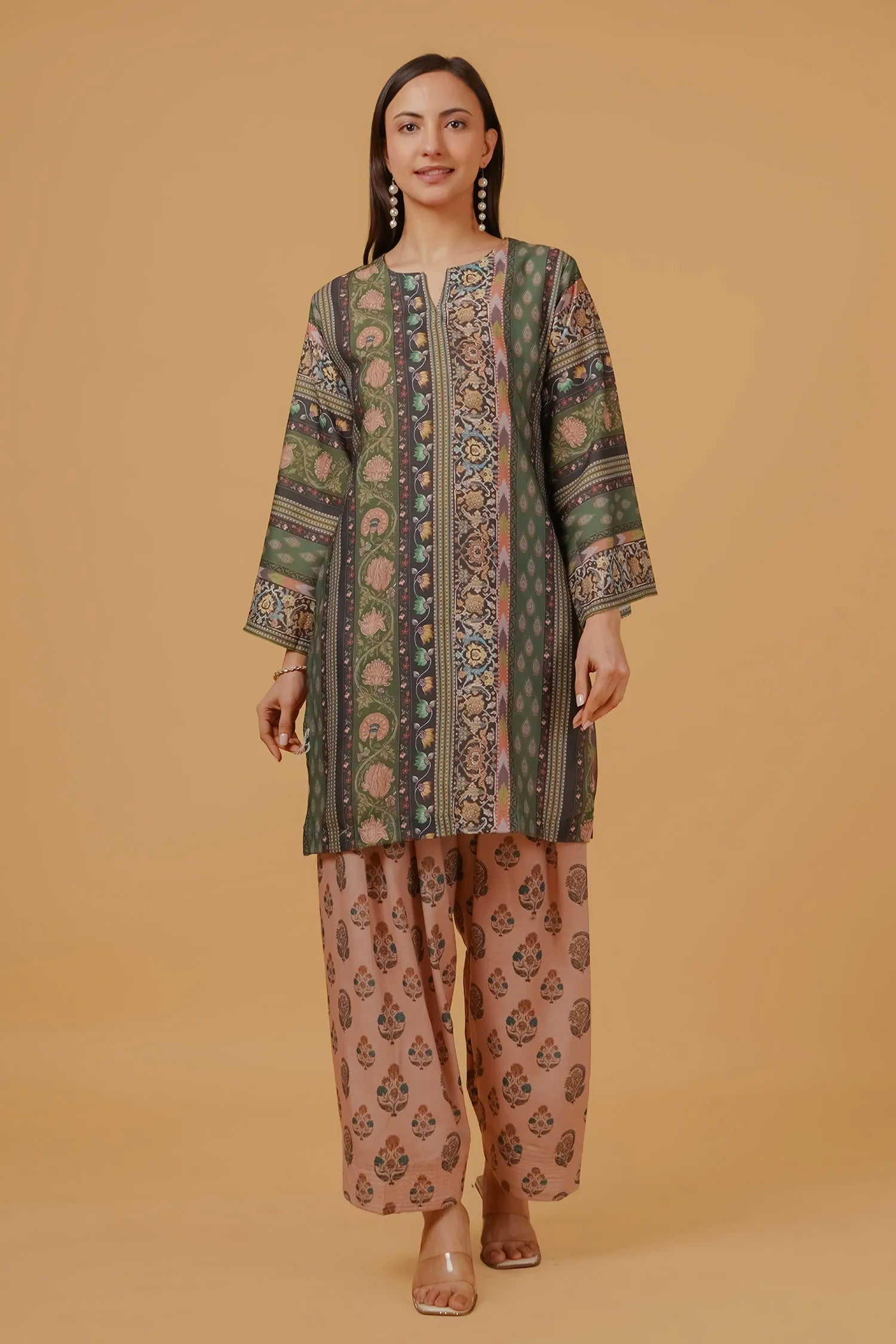 Plus Size - Forest Green Printed Lawn Cotton Co-ord Set