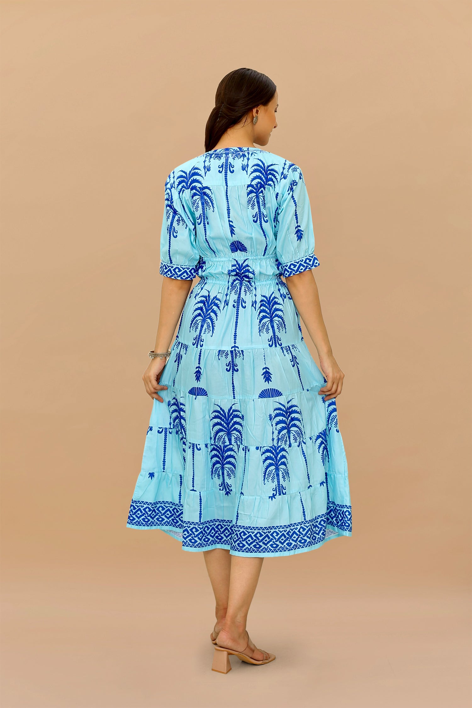 Saba Chikanakri Dress in Printed Poly Muslin - Blue