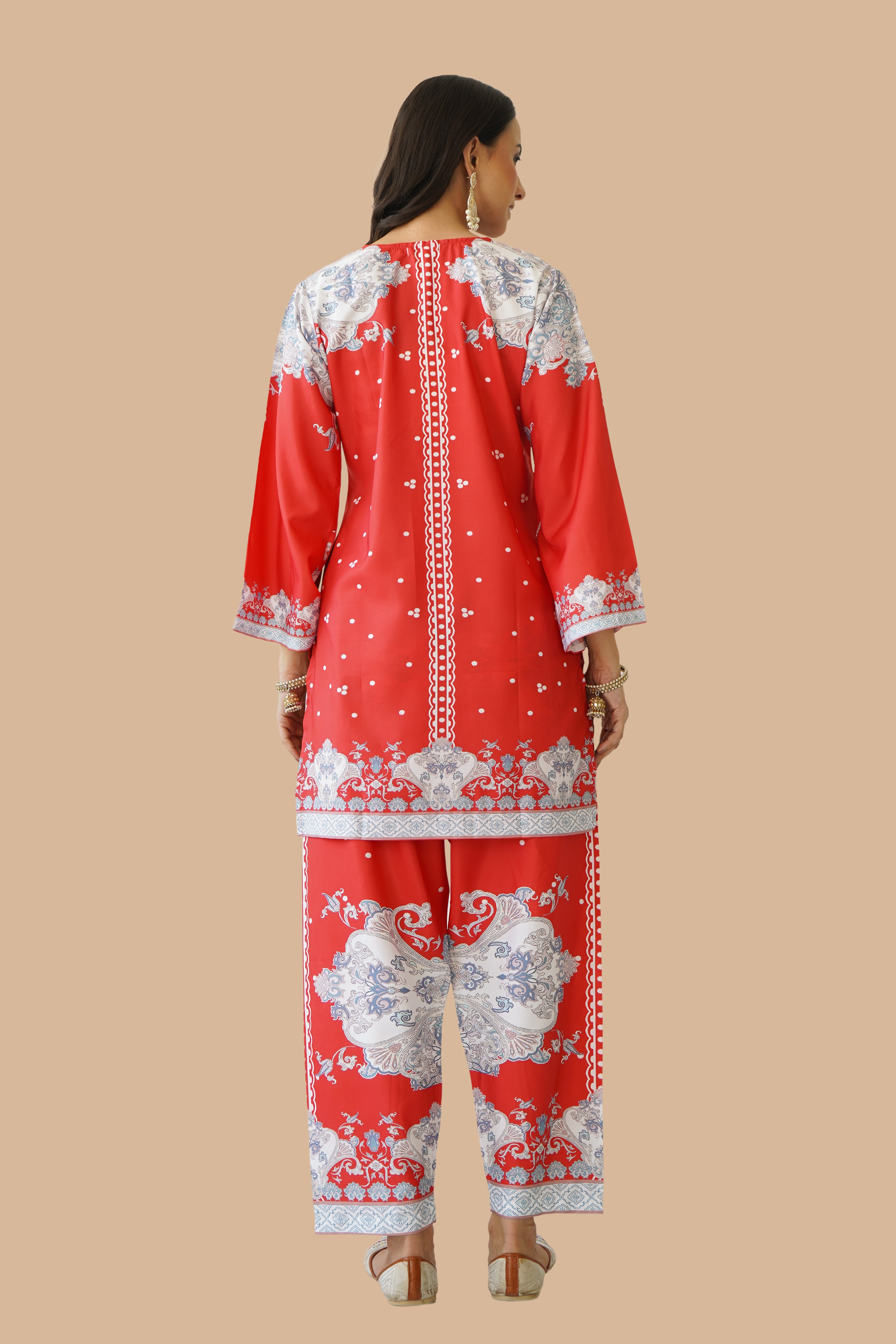 Printkari Poly Muslin Co-ord set in Red