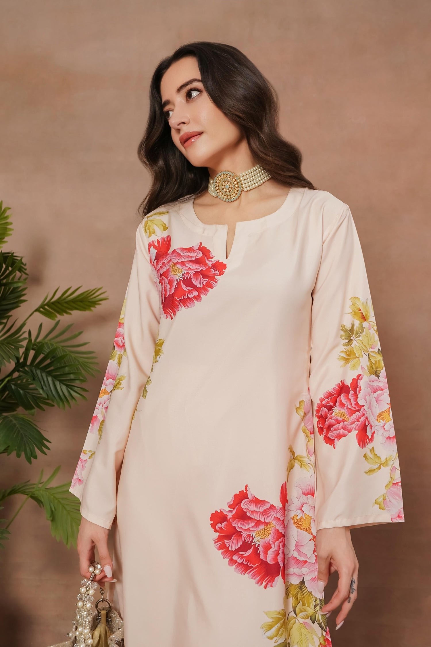 Komal x HOK Printkari Poly Muslin Co-ord set in Blush Pink