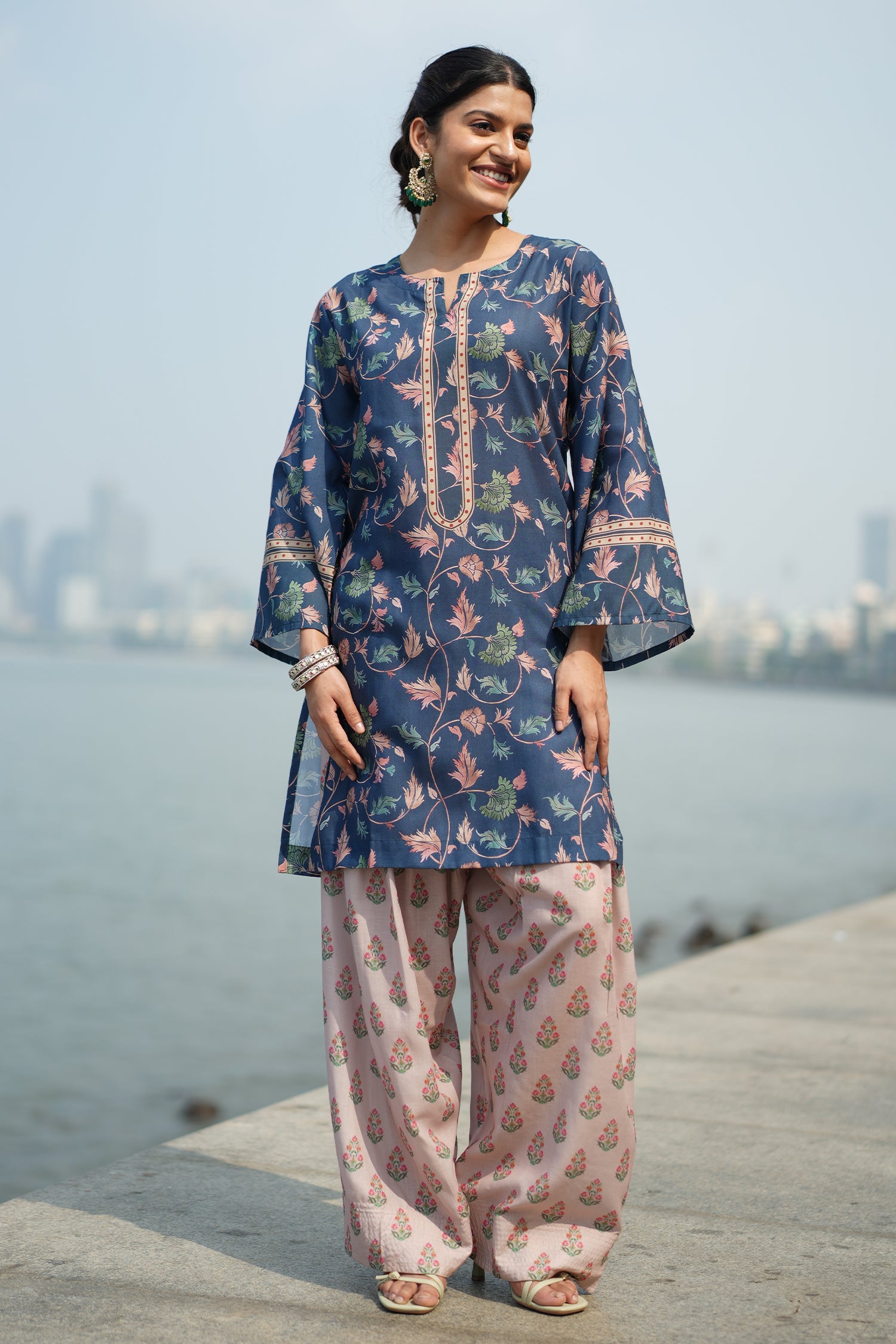 Teal Floral Printed Lawn Cotton Co-ord Set