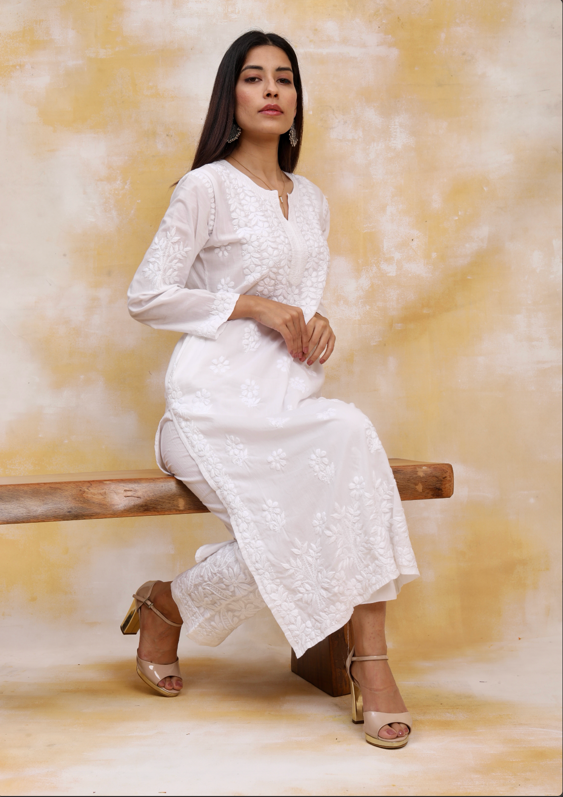 Saba chikankari Kurta in cotton White