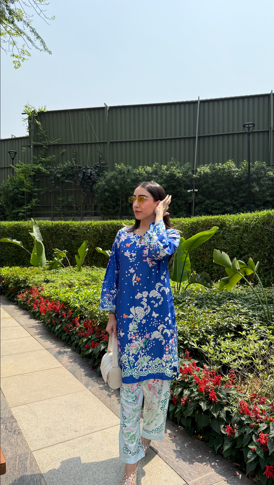 Fiza in Printkari Poly Muslin Co-ord set in Royal BLUE