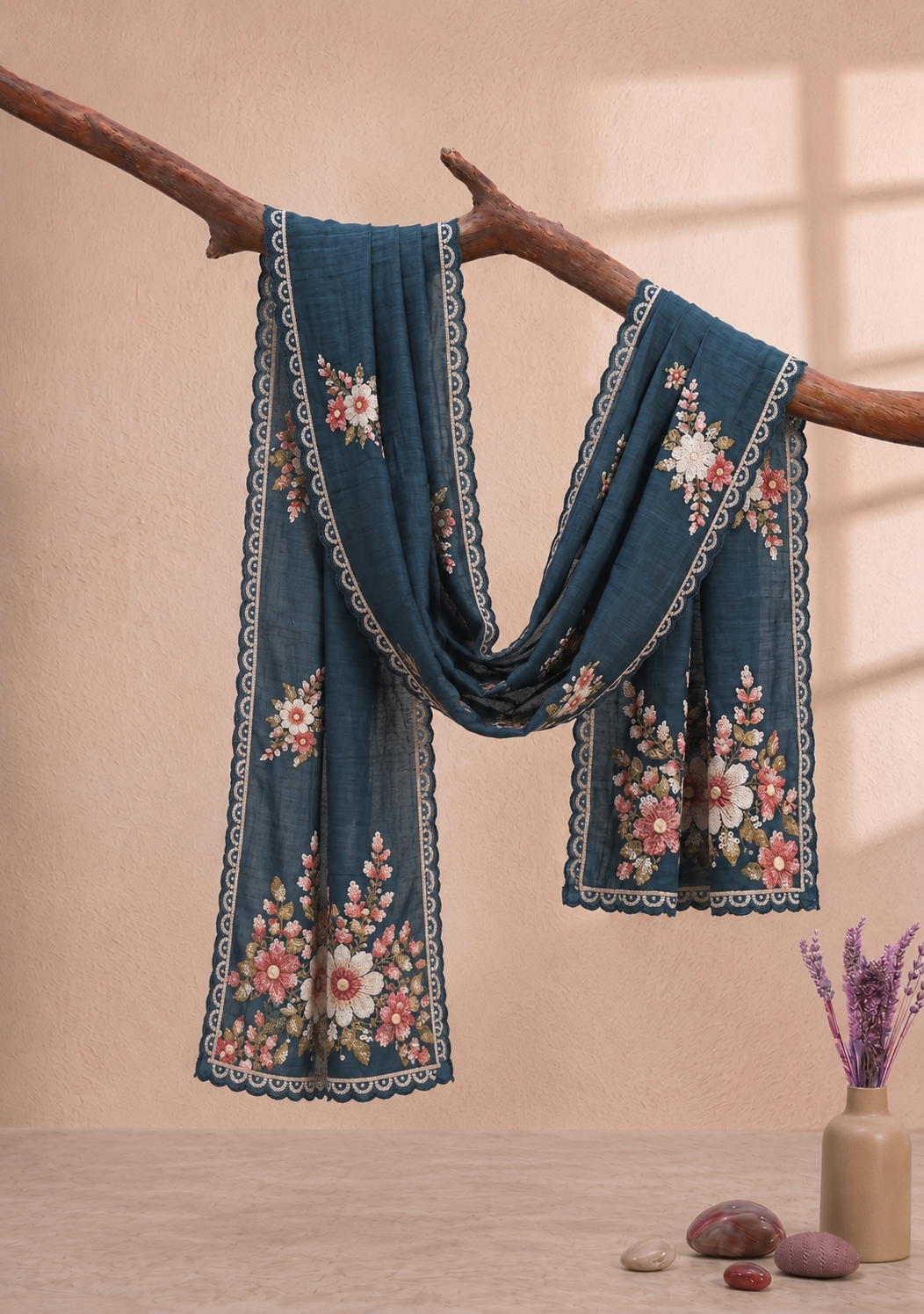 Printed Organza Dupatta in Blue
