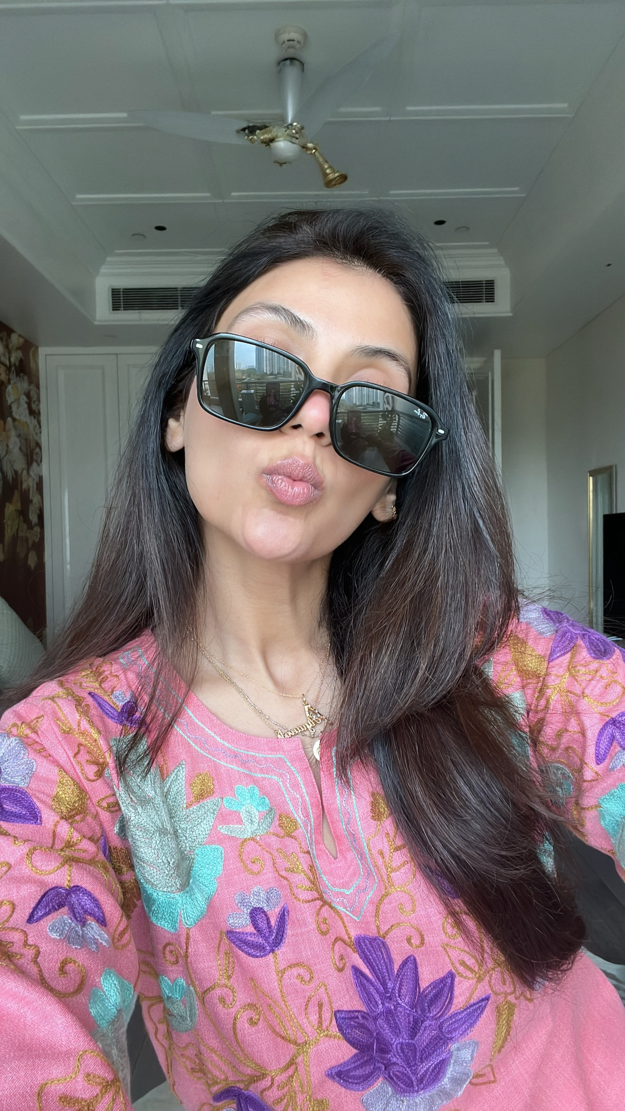 Nriti in Kashmiri Aari Work Cotton Medium Kurta – Peach