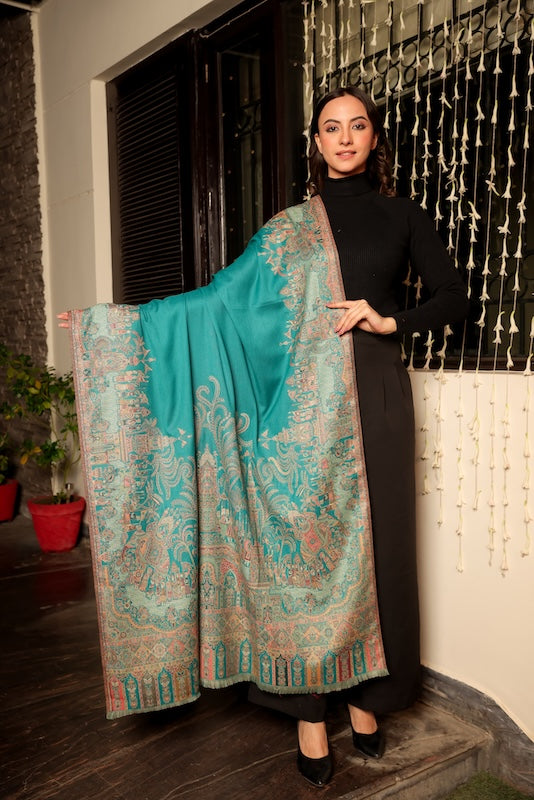 reet mahal wool embroidered women shawl