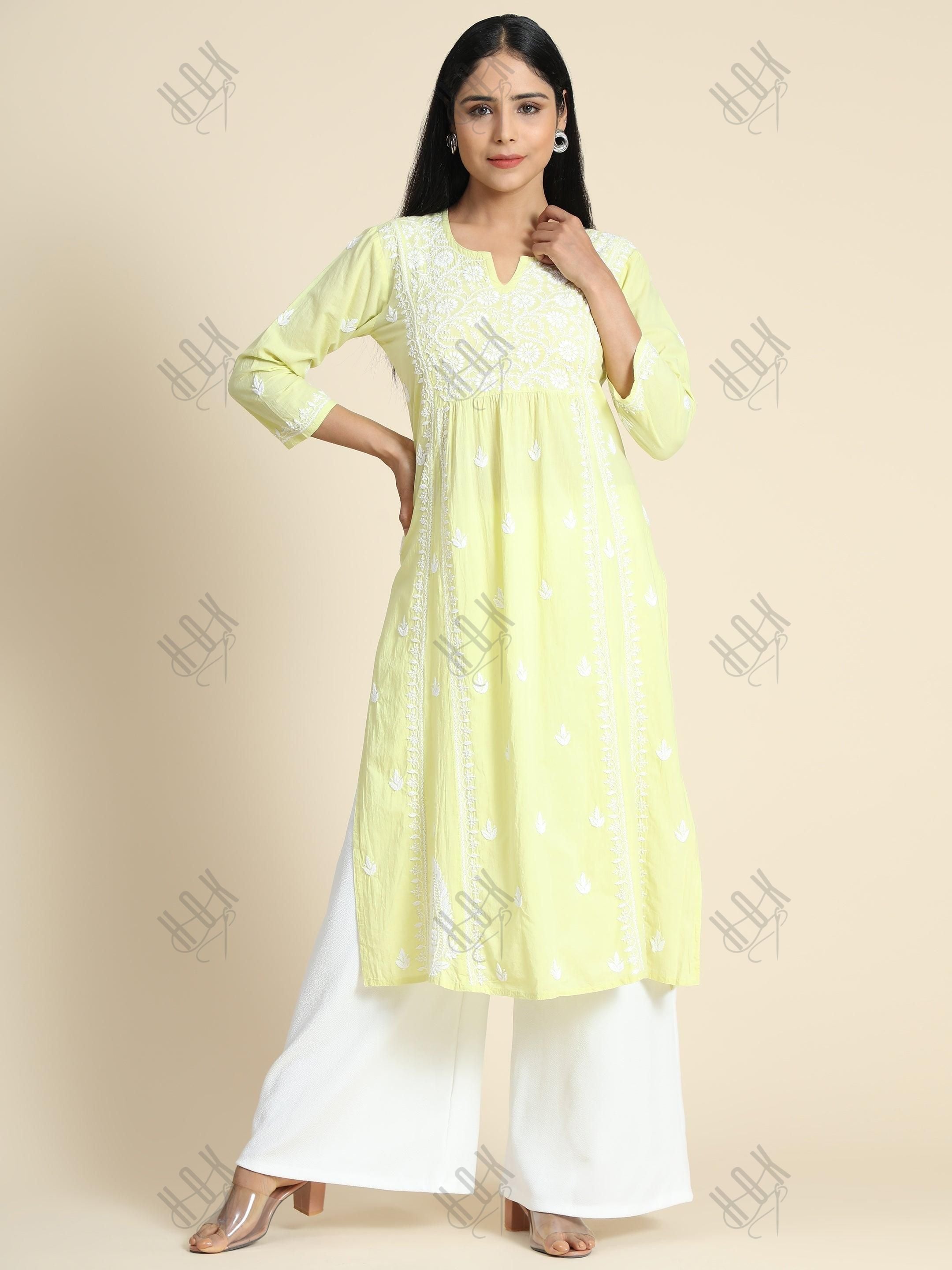 Asmita in HOK Chikankari Kurti for Women - Beige - House Of Kari