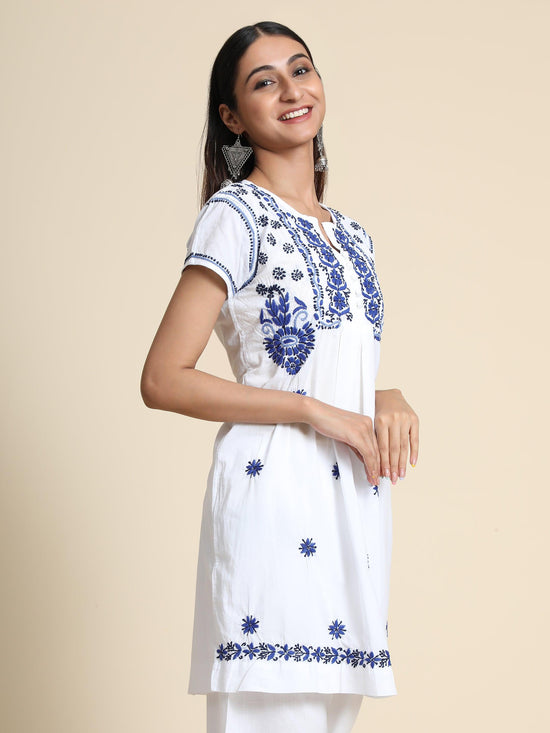 HOK Chikankari Tunic for Women White - House Of Kari (Chikankari Clothing)