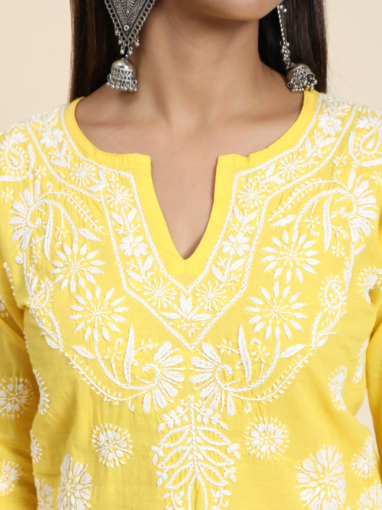 Hand Embroidery Chikankari Long Kurti for Women | Stylish Casual | Fancy - House Of Kari (Chikankari Clothing)
