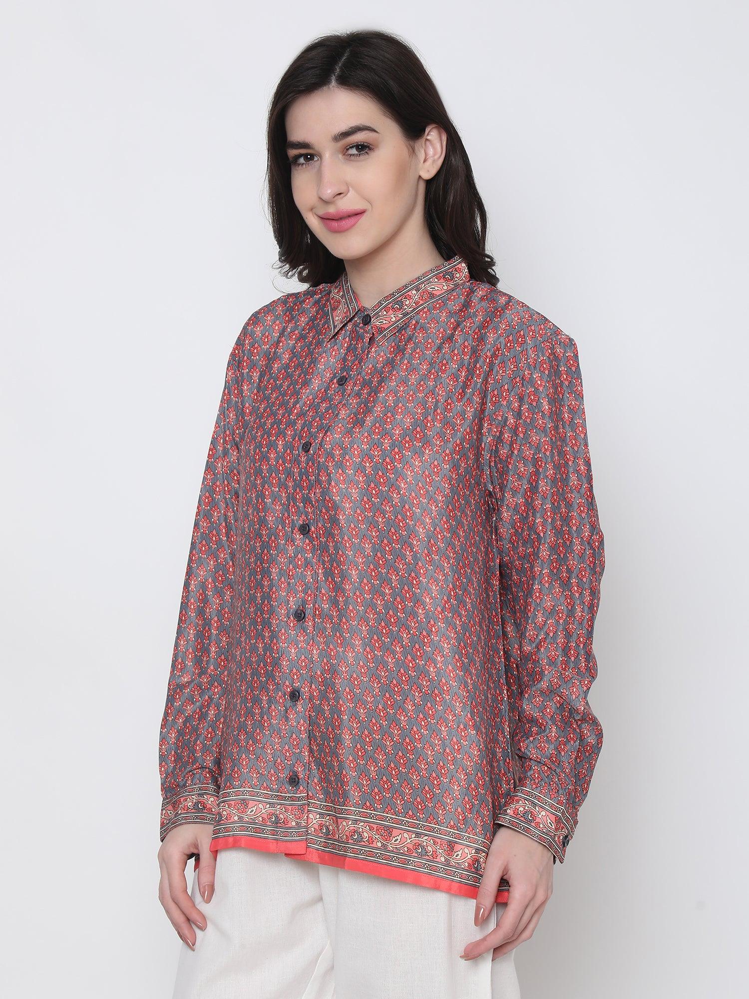 Hand embroidery Chikankari Shirt-Multicolor - House Of Kari (Chikankari Clothing)