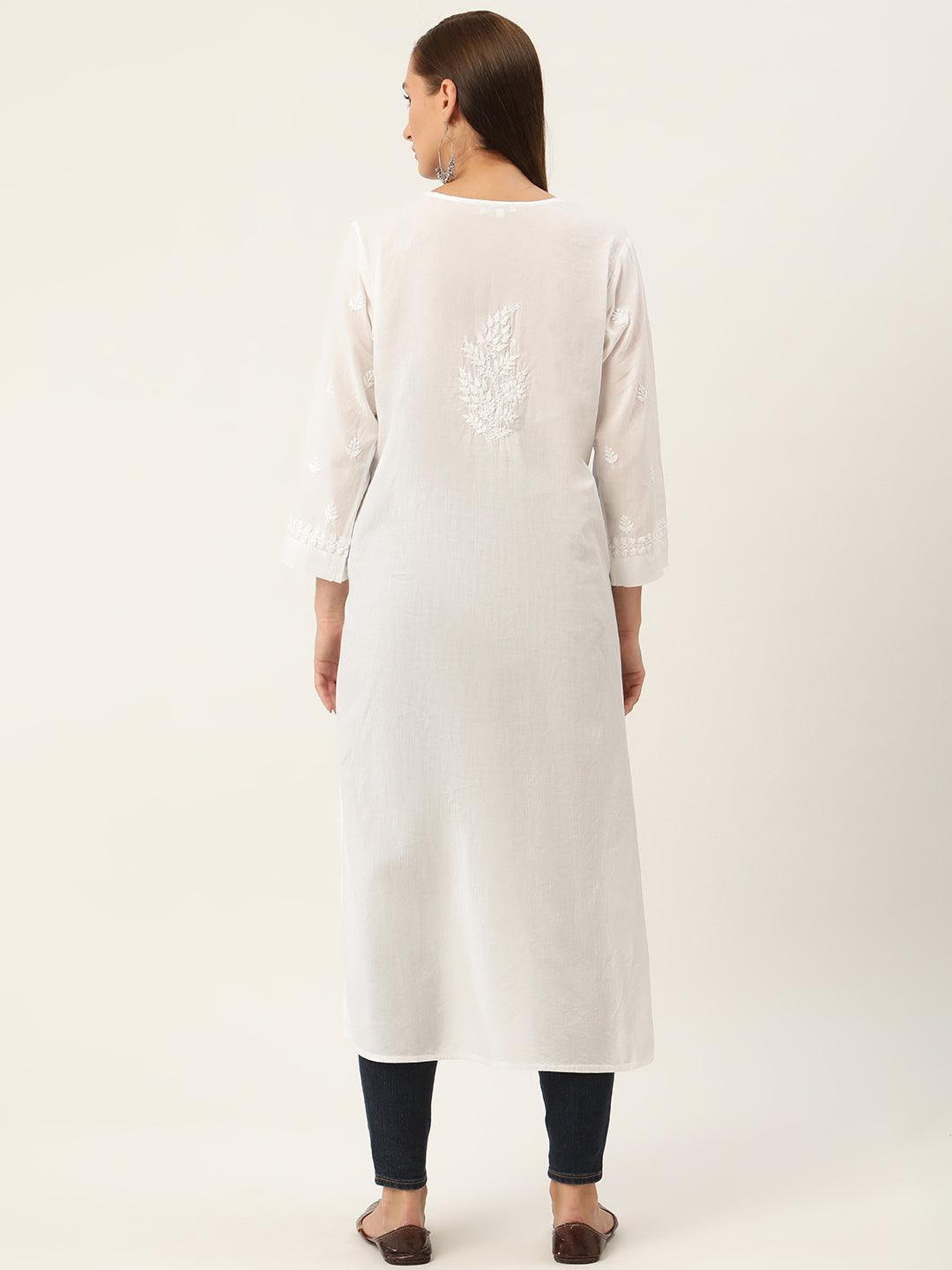 Megha in House of Kari Hand embroidery Chikankari Dress-White - House Of Kari (Chikankari Clothing)