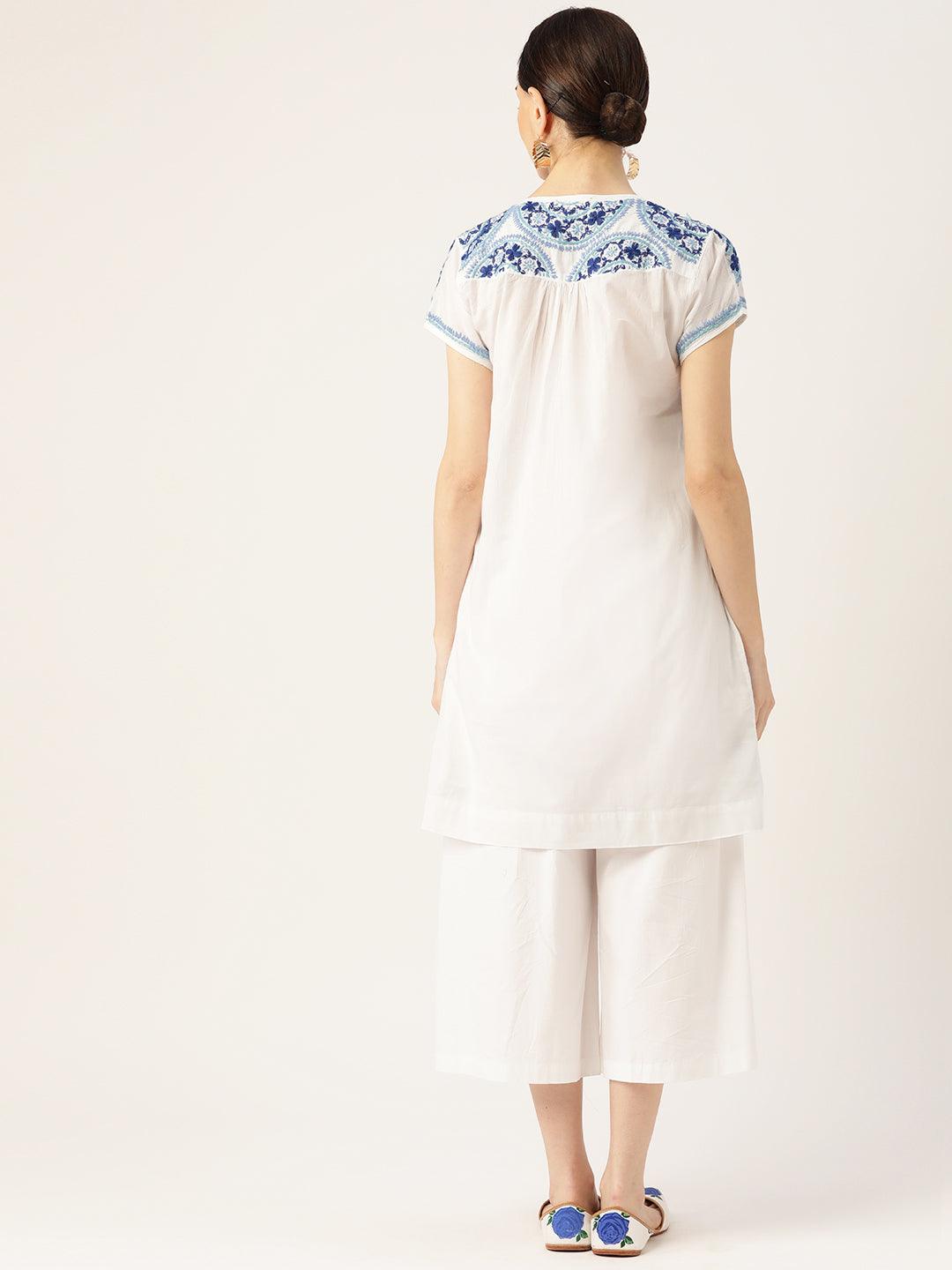 Hand Embroidery Chikankari Tunic for Women - House Of Kari (Chikankari Clothing)