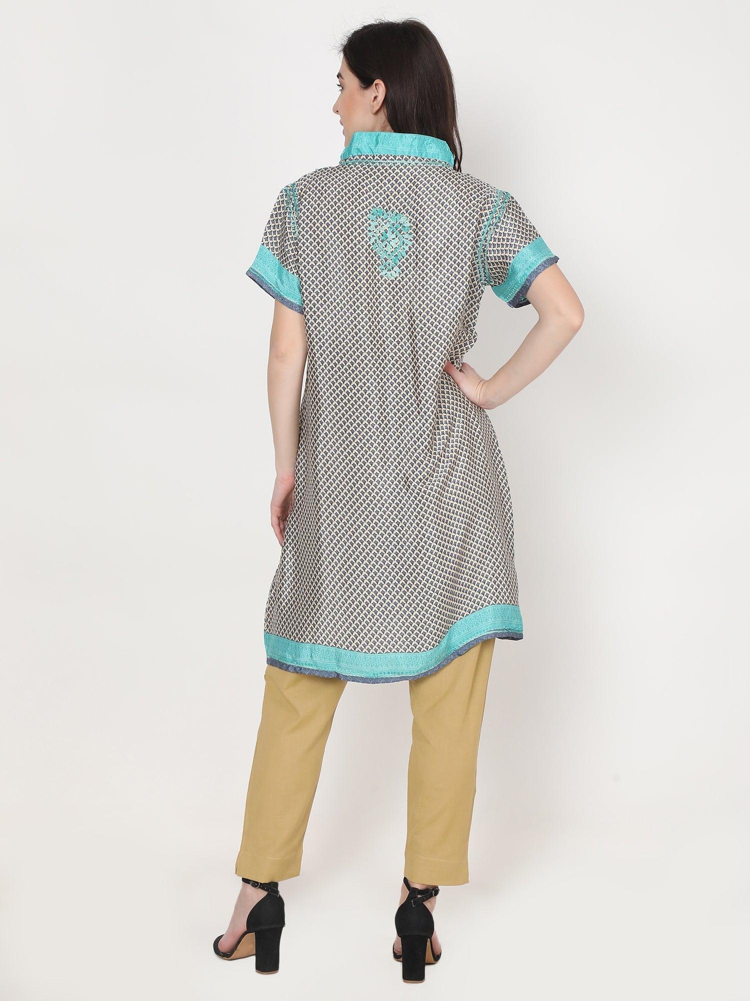 Hand embroidery Chikankari Tunic - House Of Kari (Chikankari Clothing)