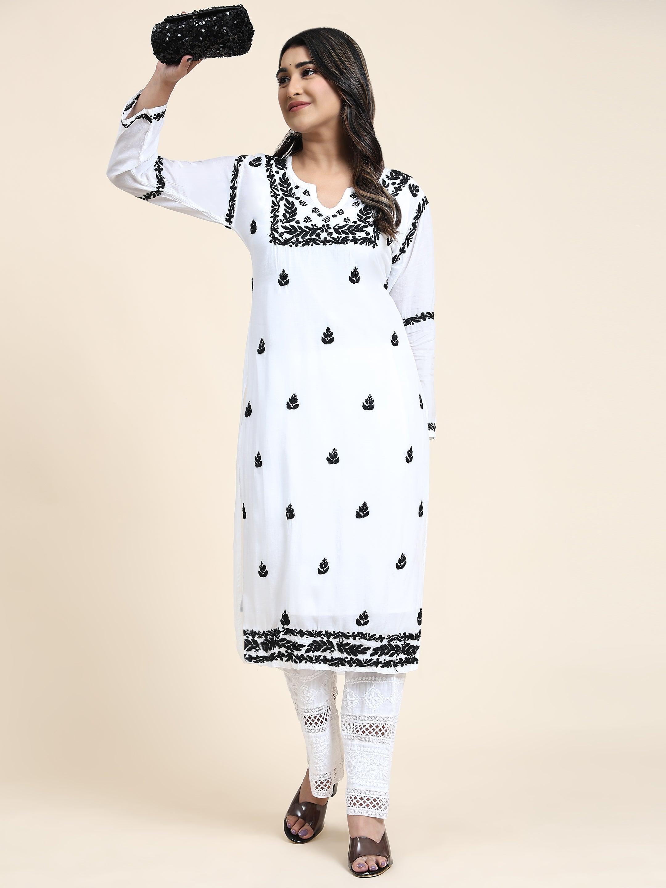 Long White Slip - House Of Kari (Chikankari Clothing)