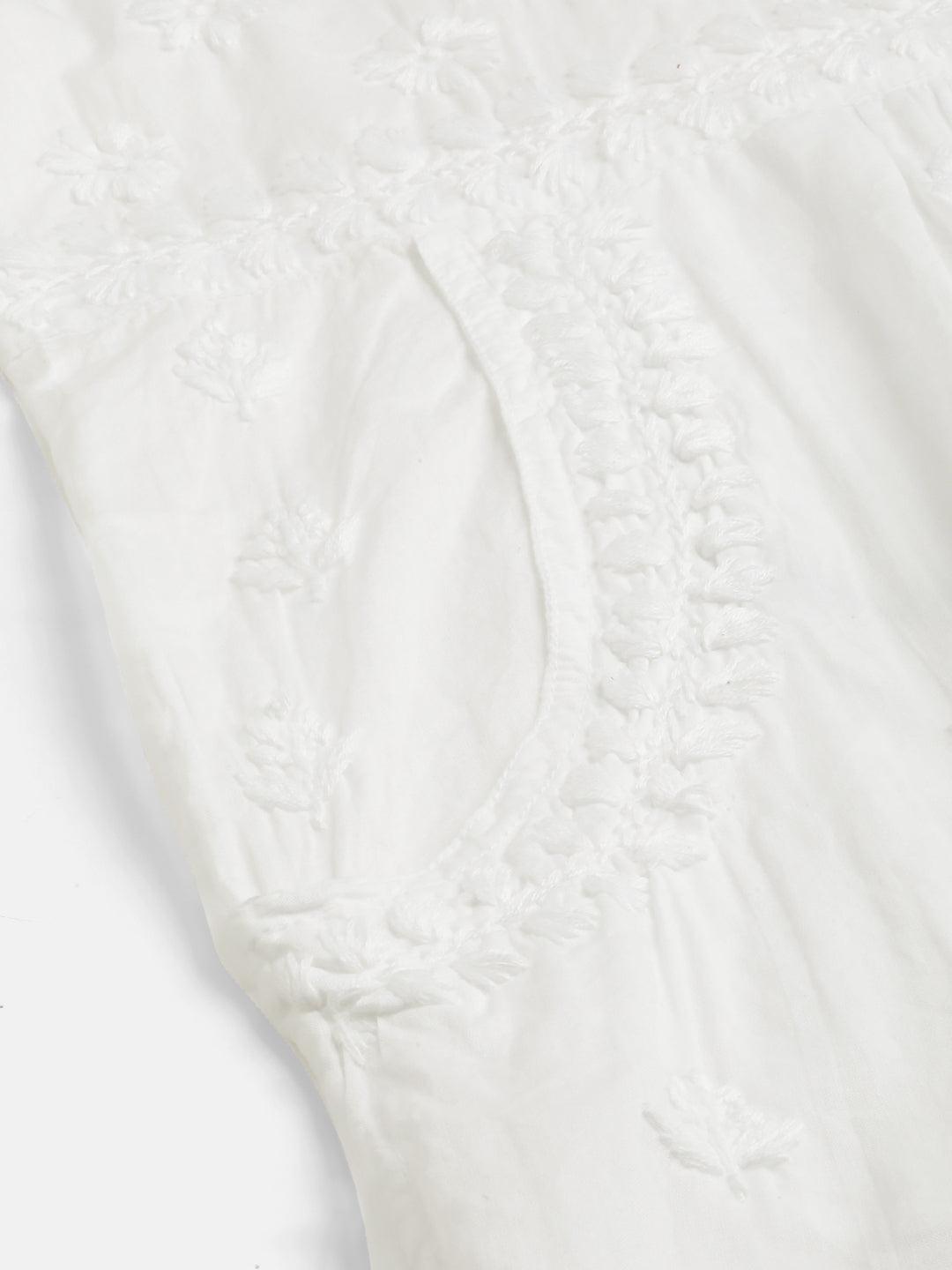 Megha in House of Kari Hand embroidery Chikankari Dress-White - House Of Kari (Chikankari Clothing)