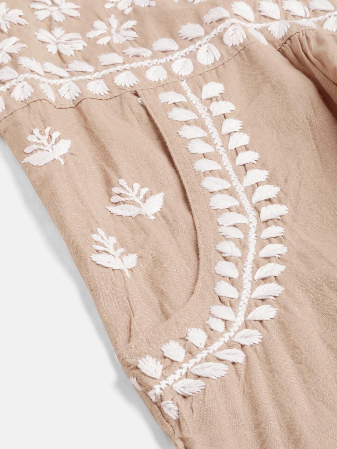 Chikankari Hand embroidery Round neck Dress - House Of Kari (Chikankari Clothing)