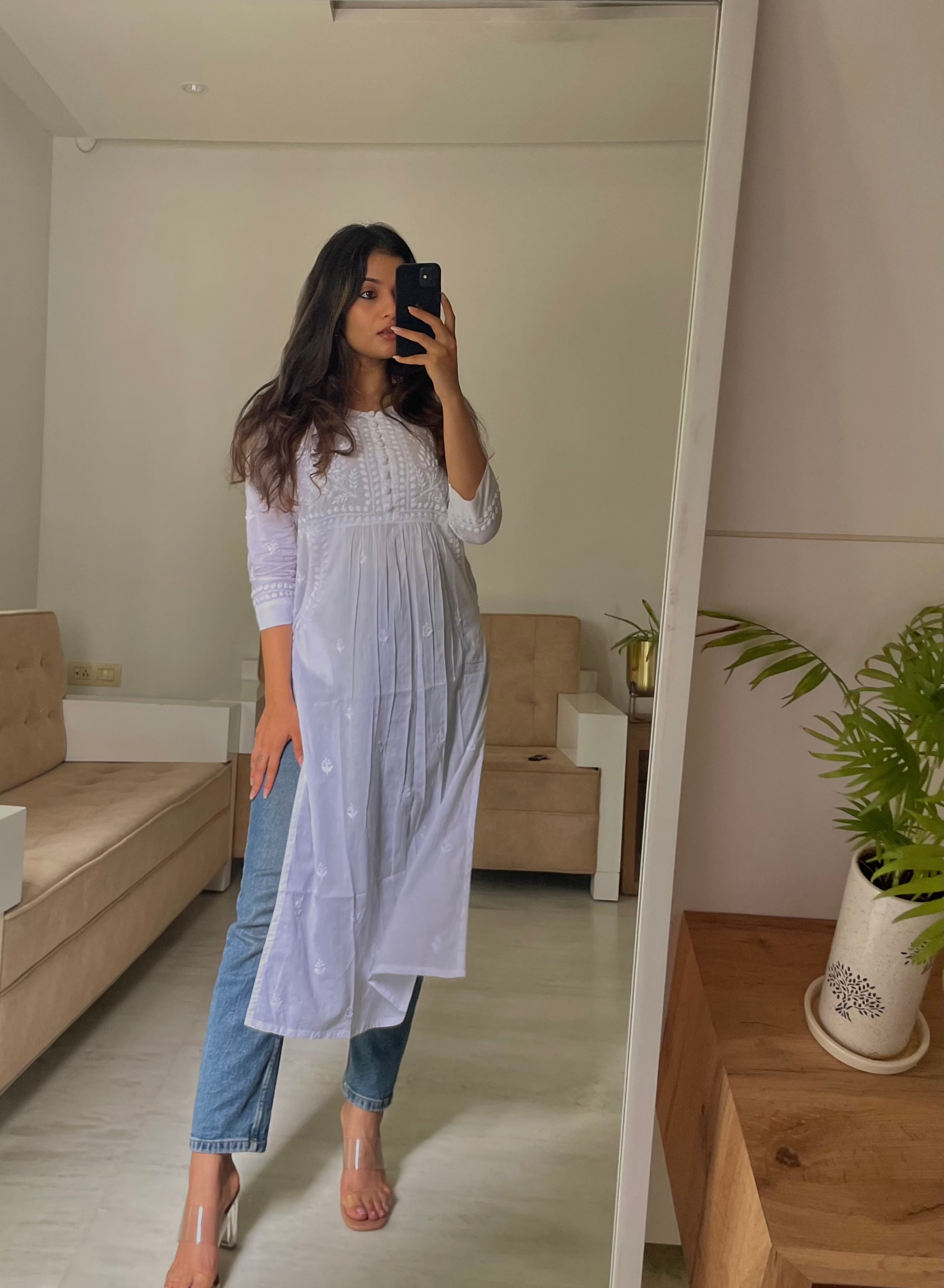 Megha in House of Kari Hand embroidery Chikankari Dress-White - House Of Kari (Chikankari Clothing)