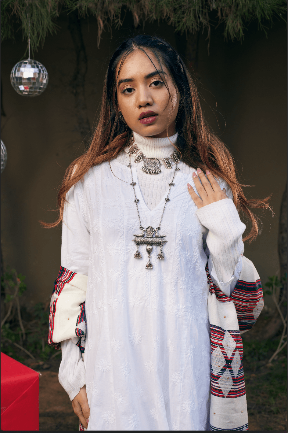 Chikankari Hand embroidery Anarkali Dress in Cotton White - House Of Kari (Chikankari Clothing)