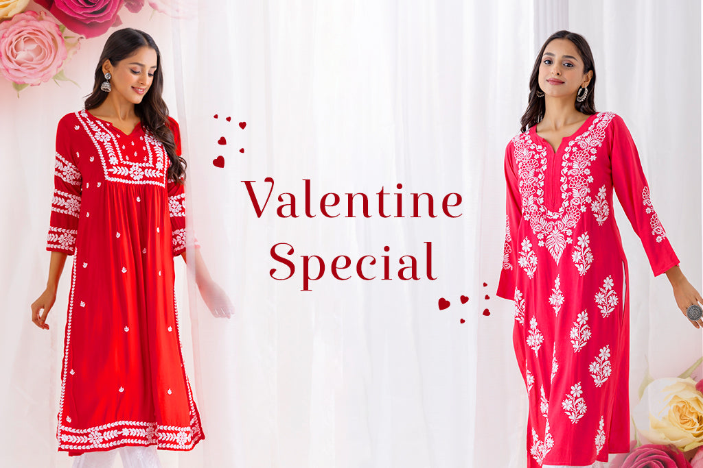 Valentine's Fusion of Love & Tradition: Long Chikankari Kurtas