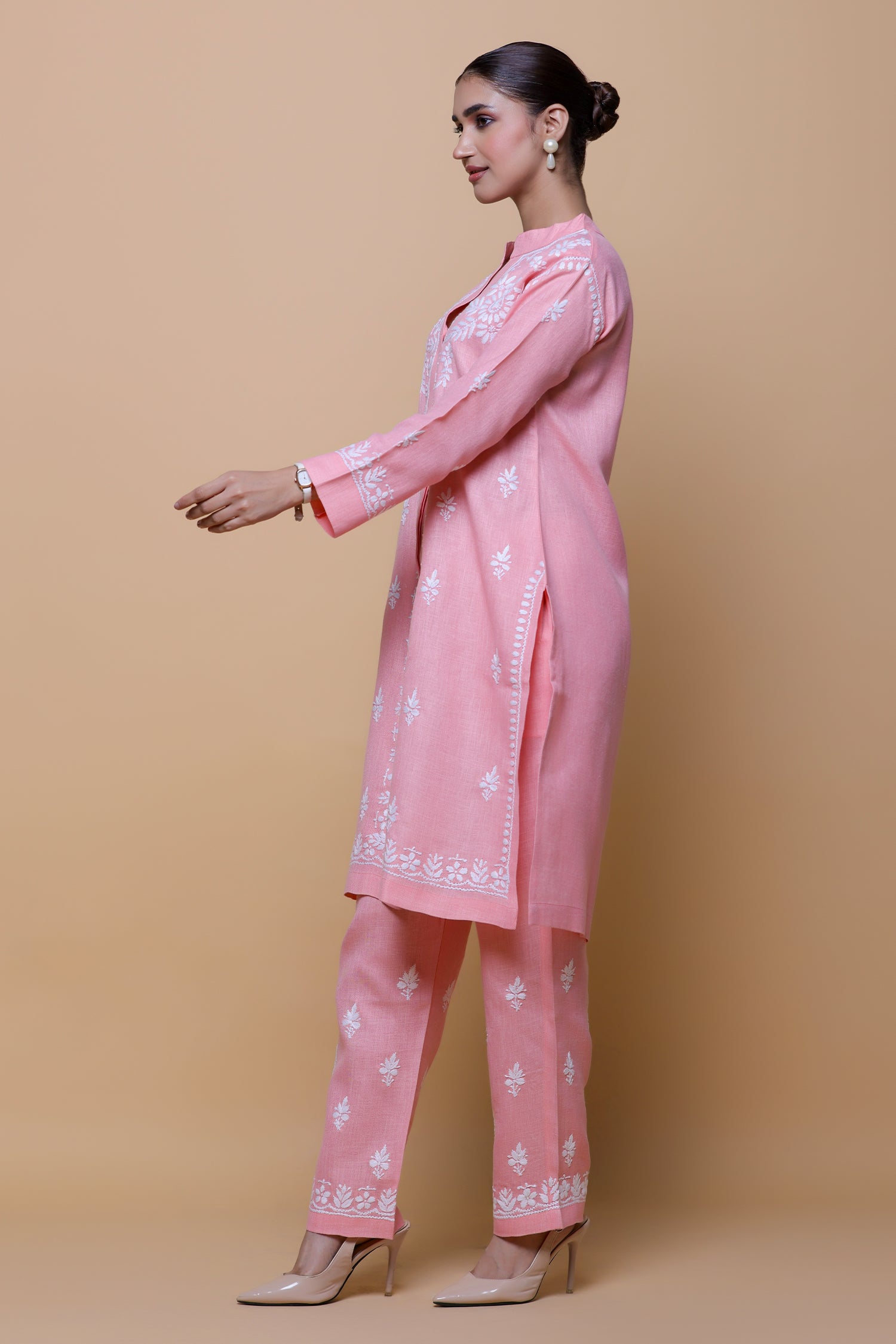 Cotton Chikankari Kurta Set - Pink