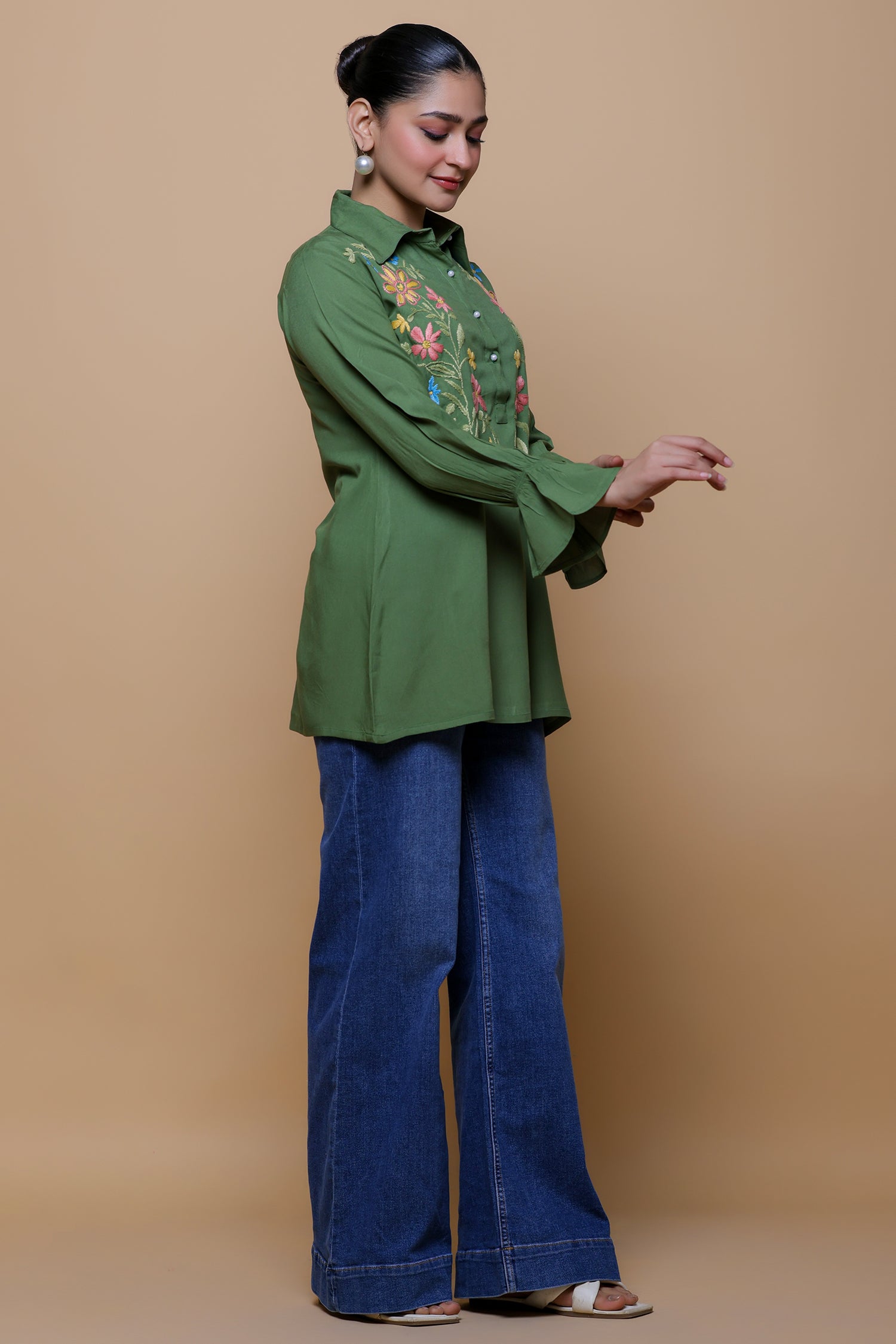Cotton Chikankari Shirt - Green