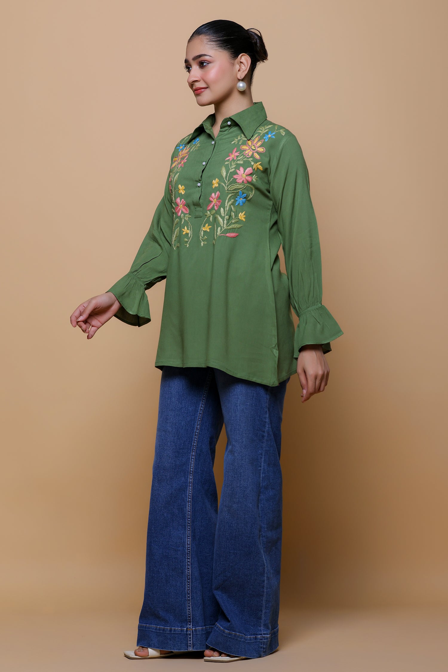 Cotton Chikankari Shirt - Green