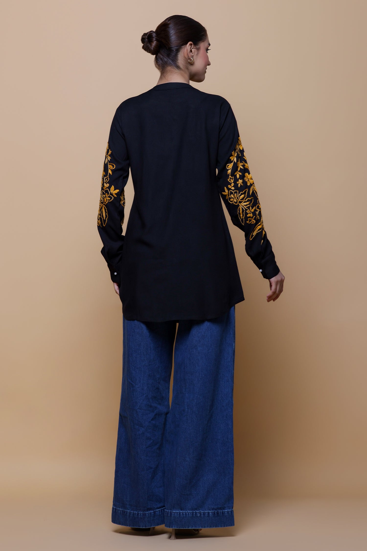 Rayon Chikankari Shirt  - Black