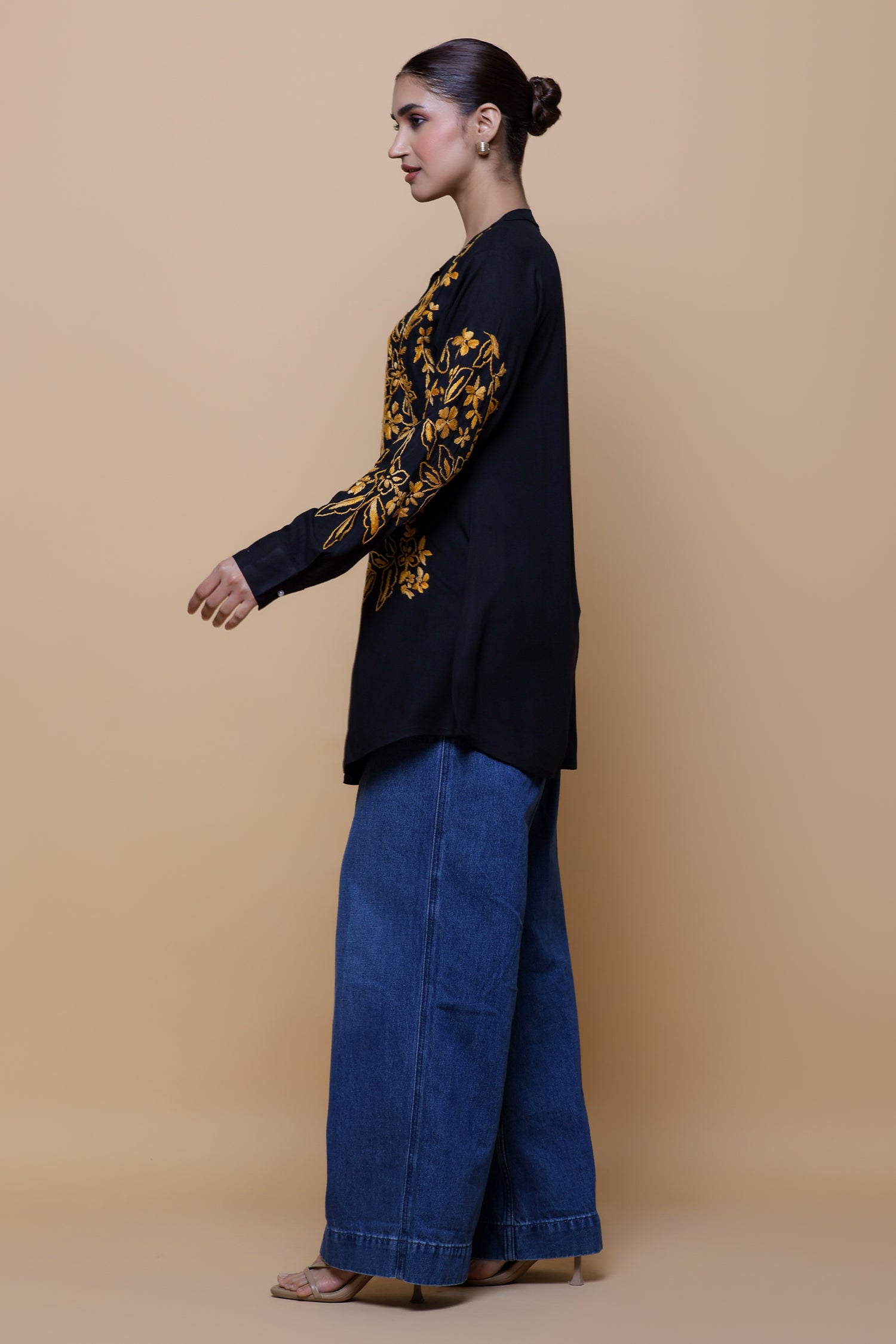 Rayon Chikankari Shirt  - Black
