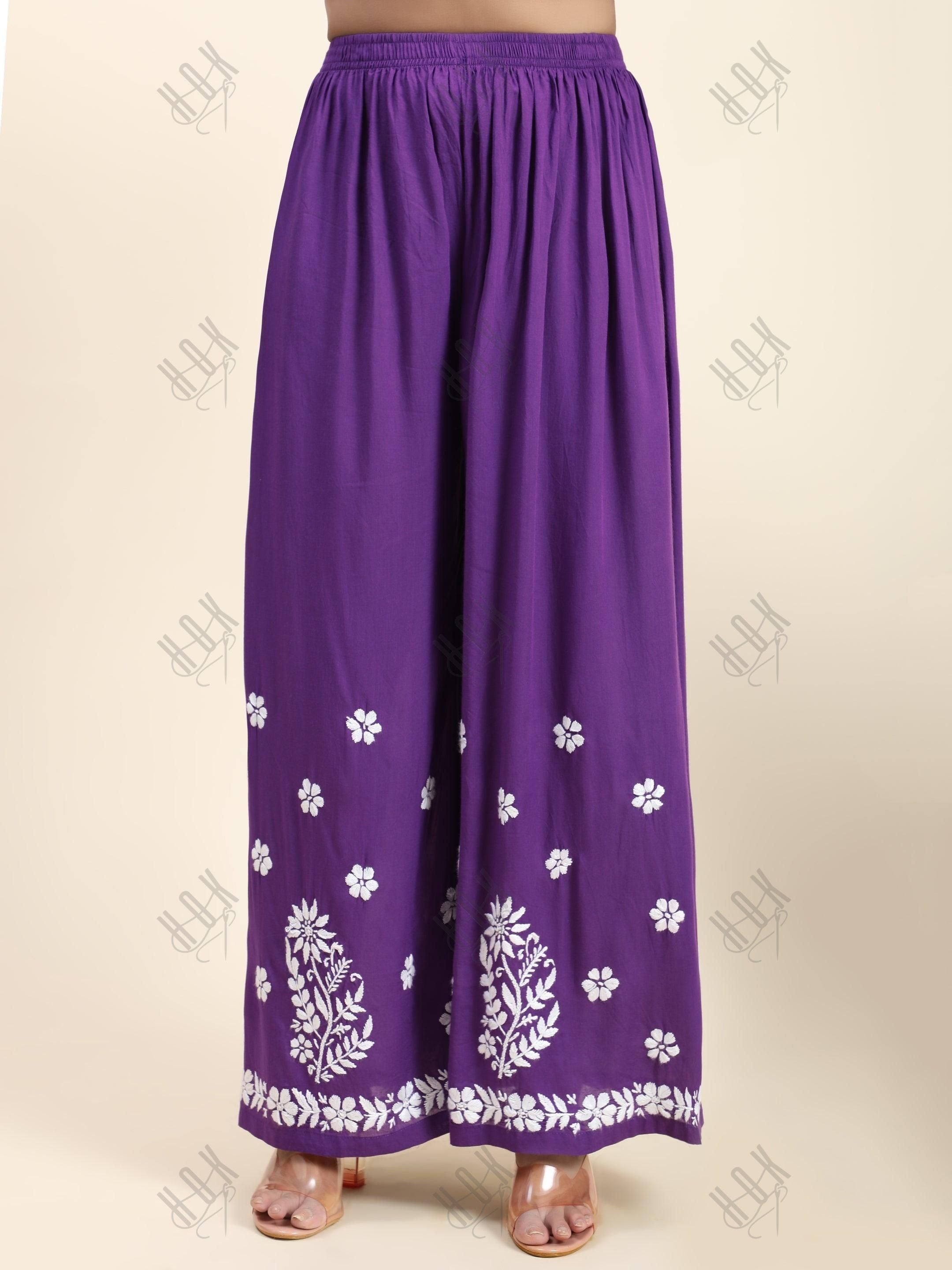 Samma Premium Hand Embroidery Chikankari Co-Ord Set in Modal Cotton Purple - House Of Kari (Chikankari Clothing)