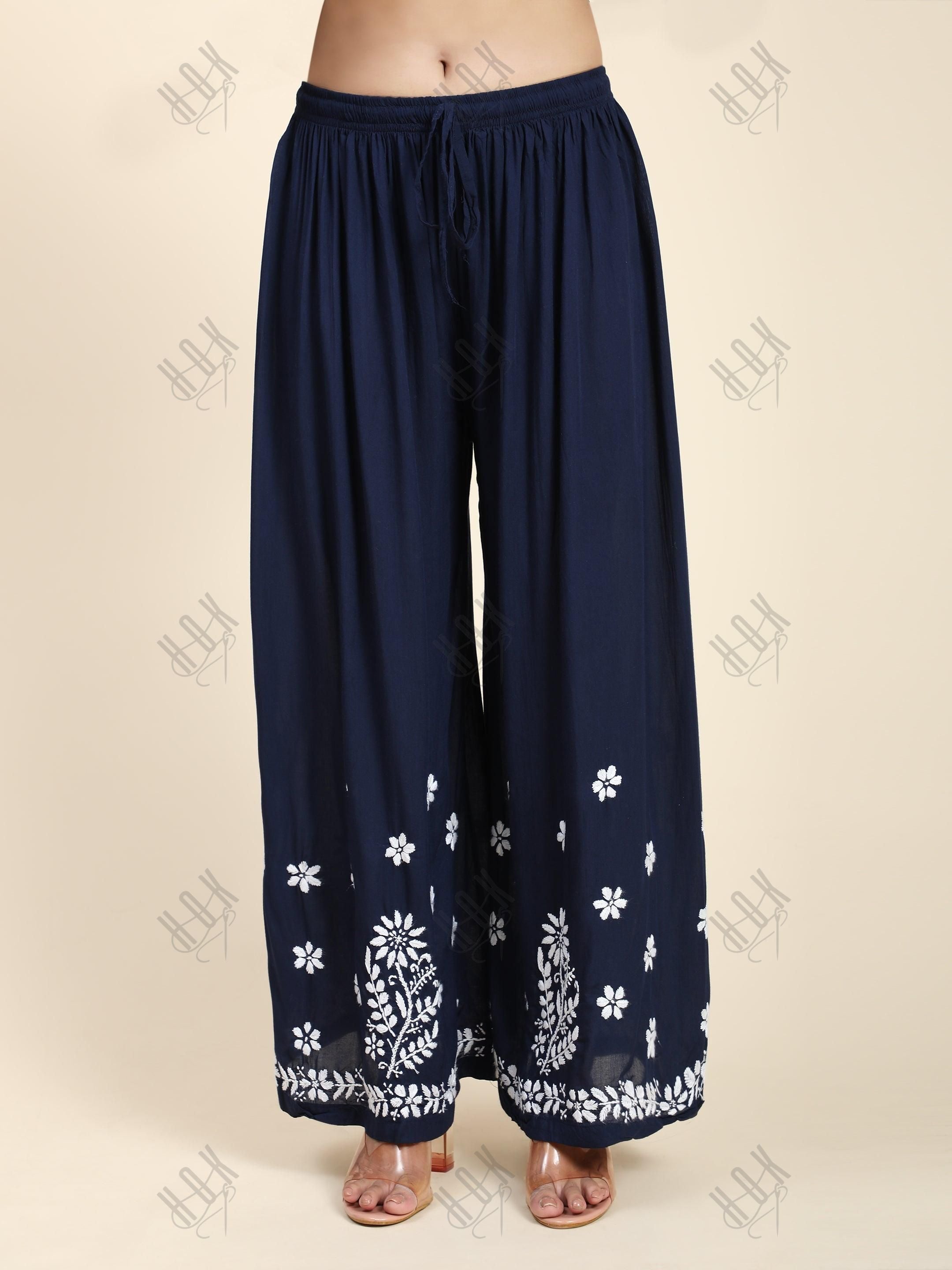 Samma Premium Hand Embroidery Chikankari Co-Ord Set in Modal Cotton Blue - House Of Kari (Chikankari Clothing)