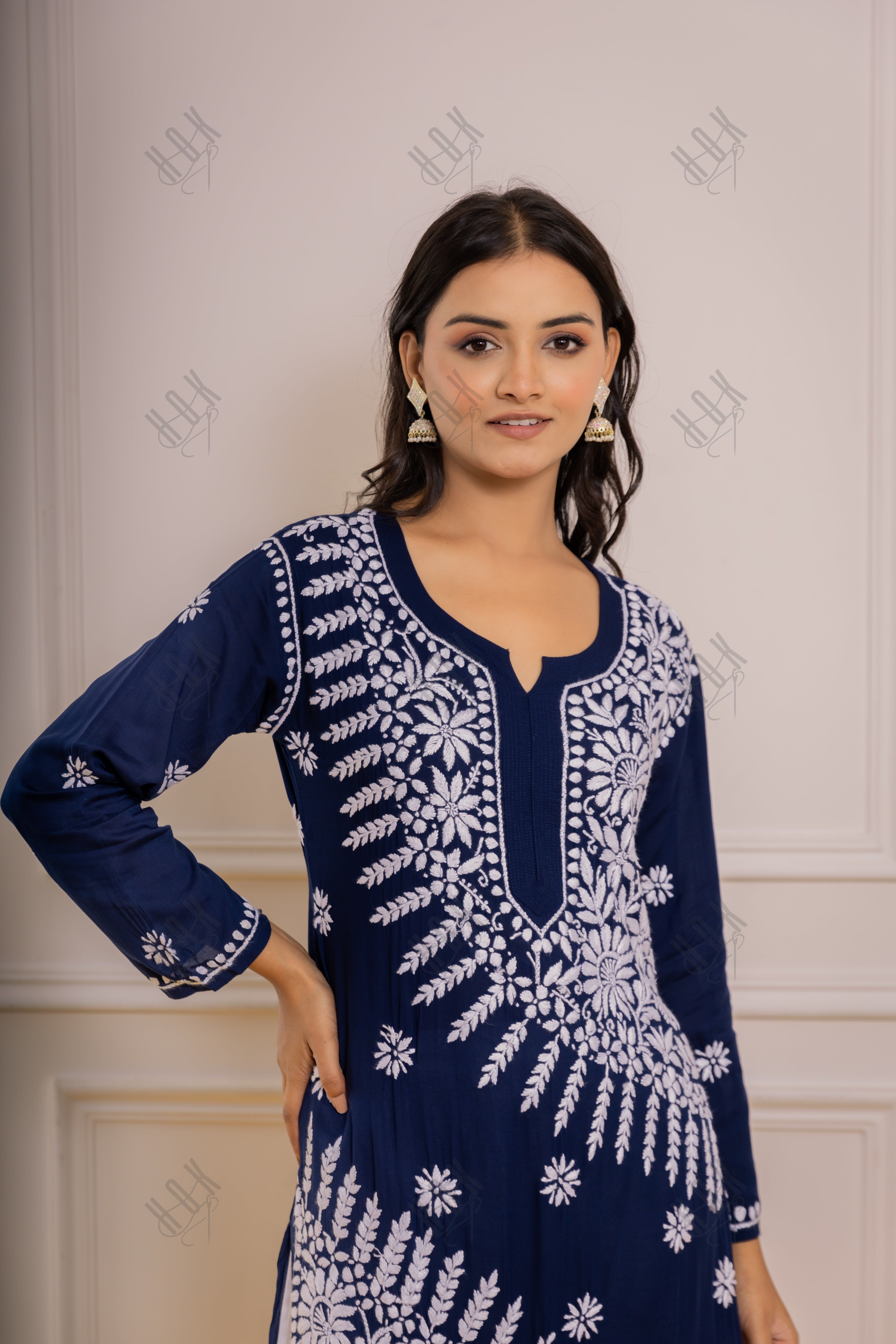 Blue Bliss Fizaa Chikankari Modal Cotton Kurta