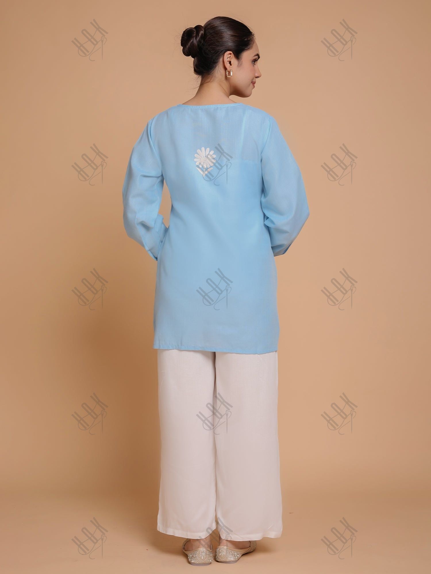 Falak Kashmiri Shirt Style - Sky Blue