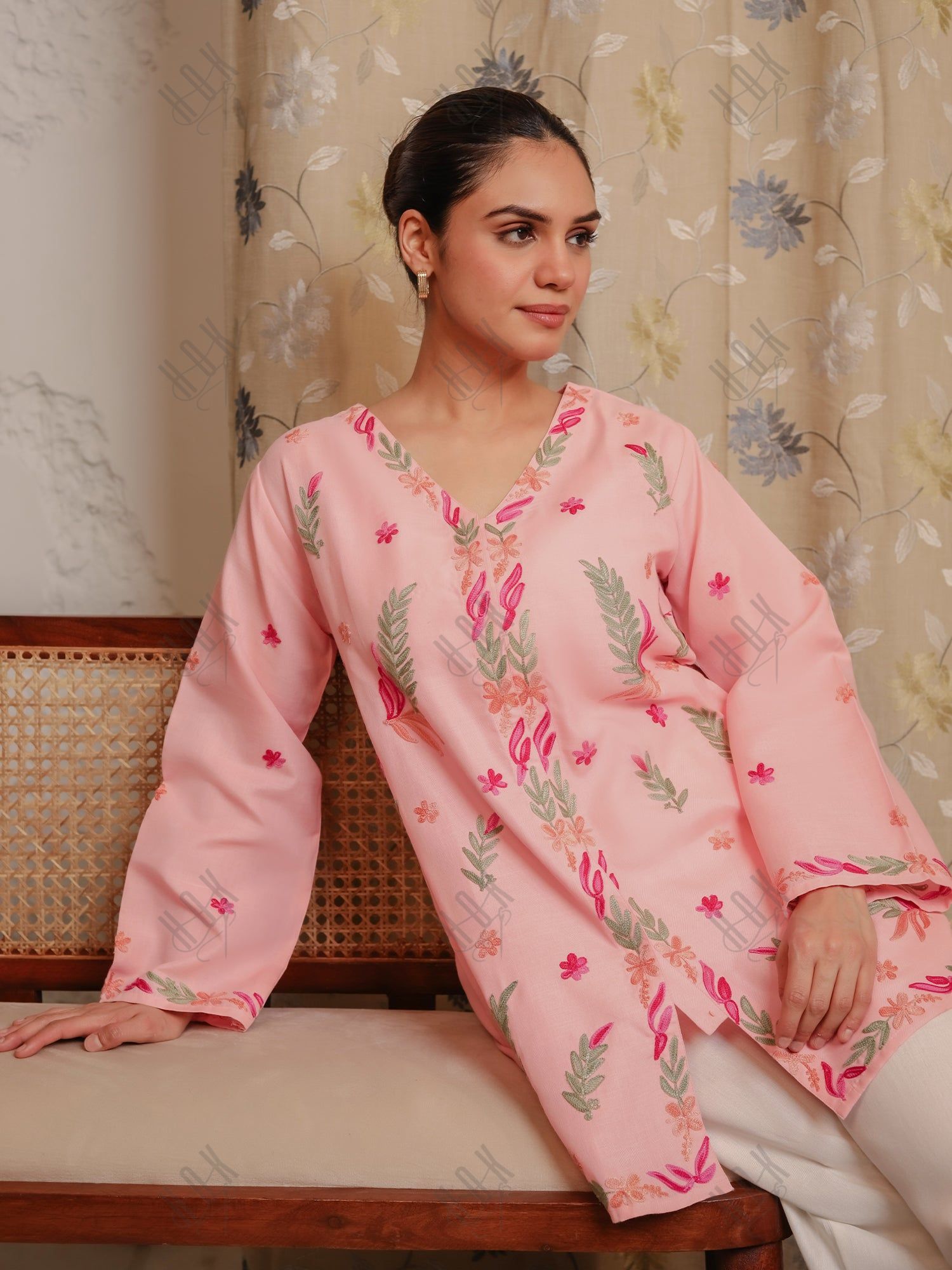 Falak Kashmiri Shirt Style - Pink