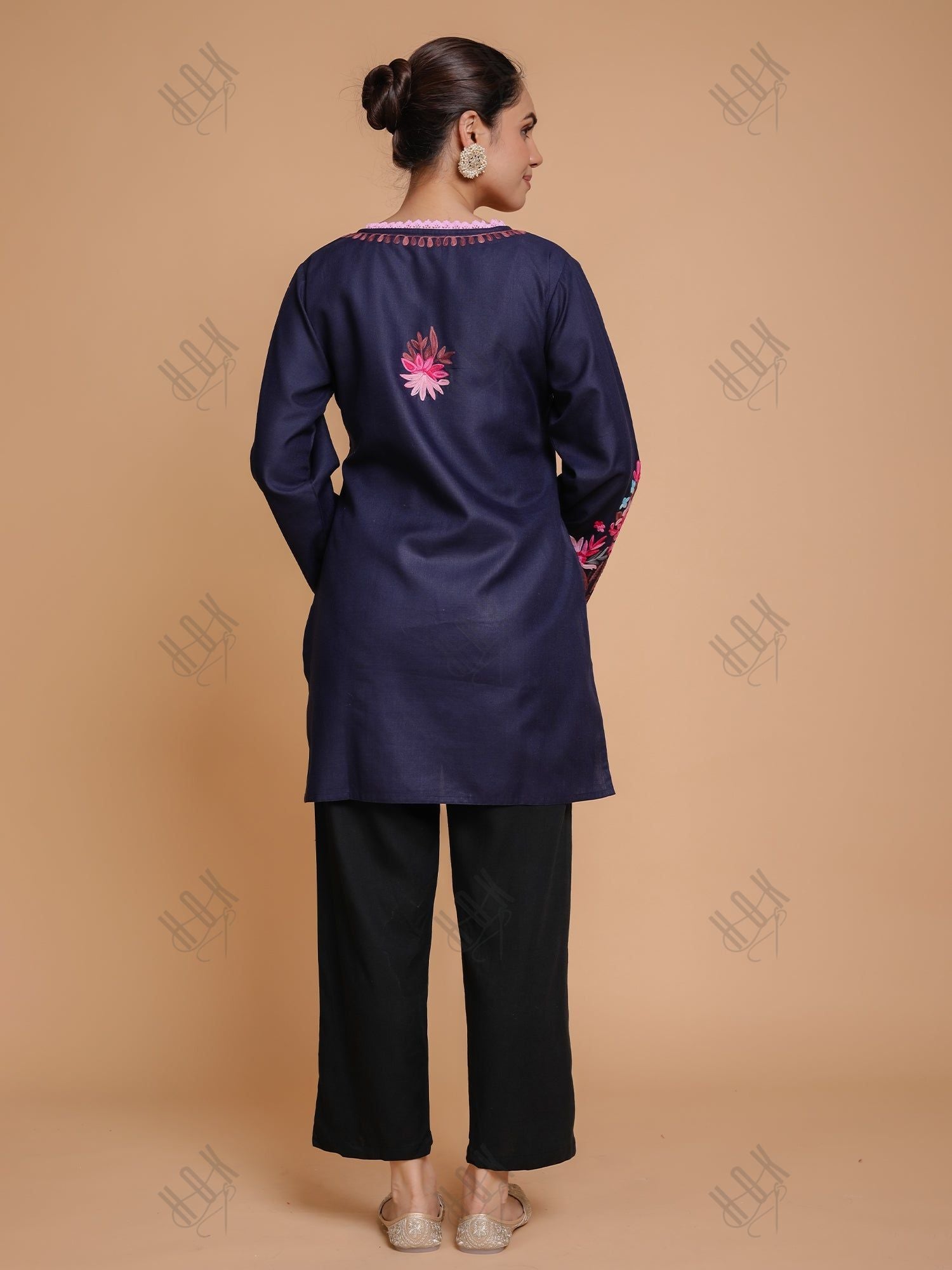 Falak Kashmiri Short Kurta - Blue