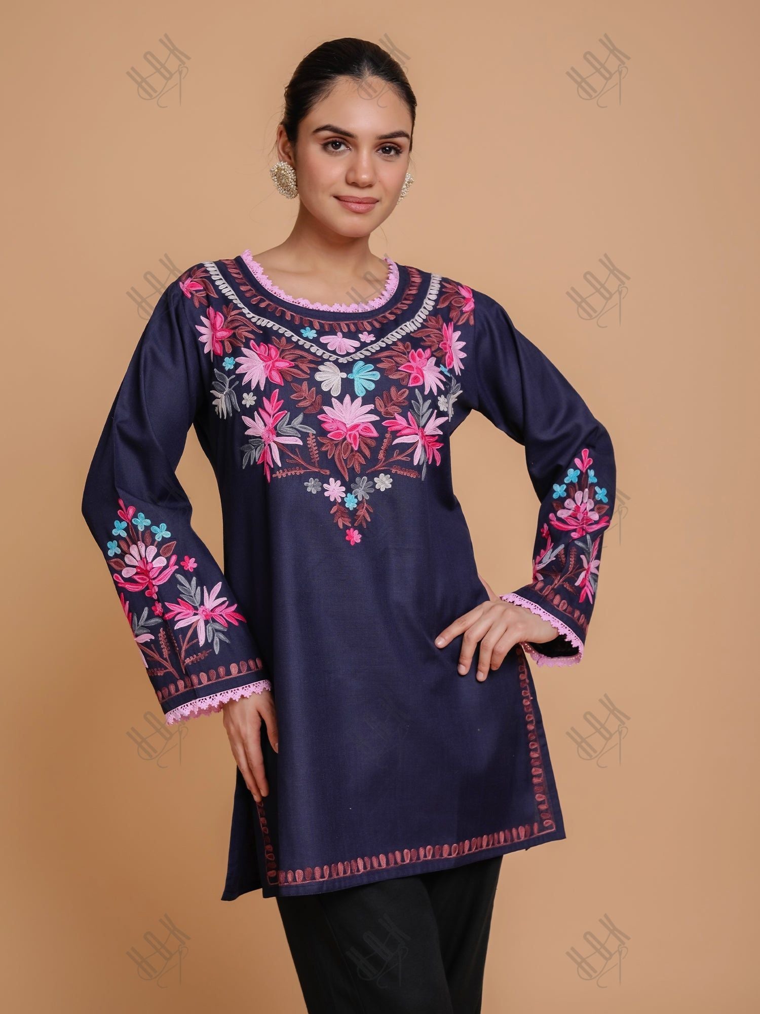 Falak Kashmiri Short Kurta - Blue