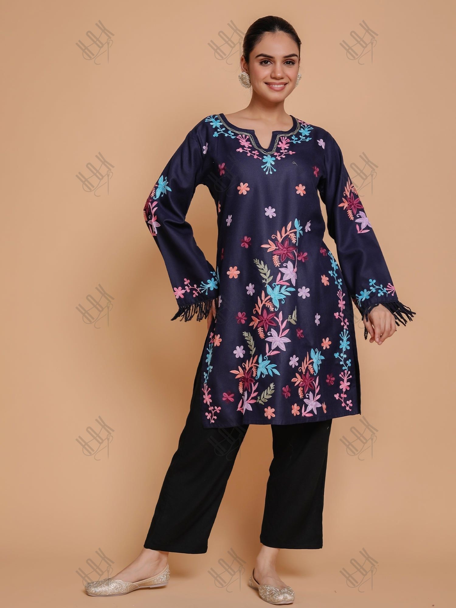 Falak Kashmiri Long Kurta - Blue