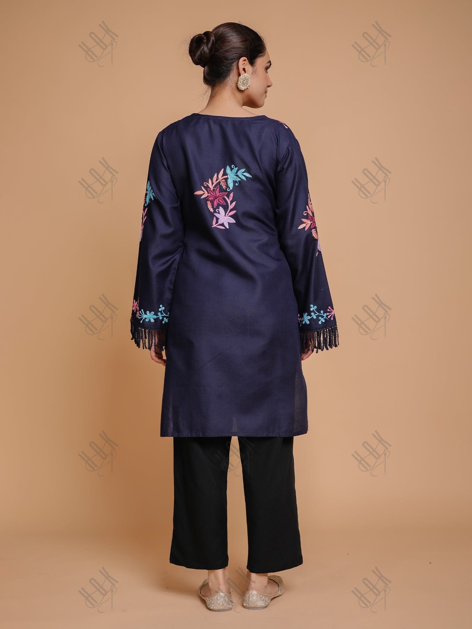 Falak Kashmiri Long Kurta - Blue