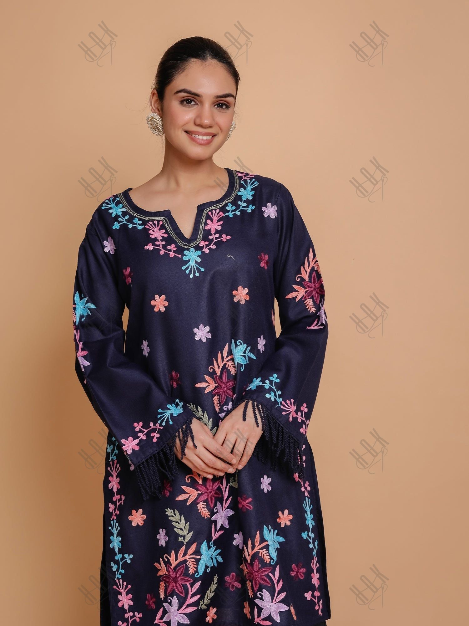 Falak Kashmiri Long Kurta - Blue