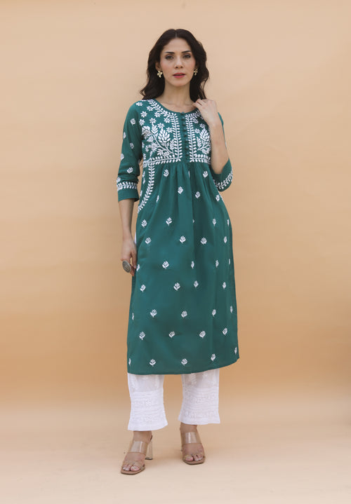 Saba Chikankari kurta in cotton - Green