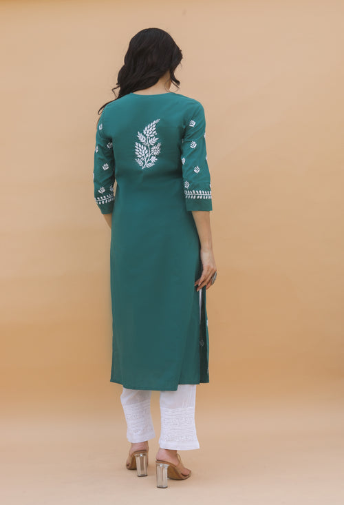 Saba Chikankari kurta in cotton - Green