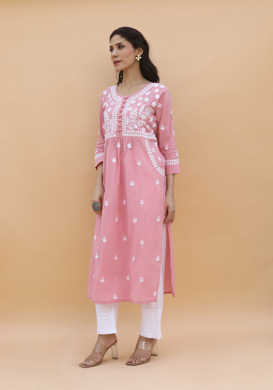 Saba Chikankari kurta in cotton - Pink