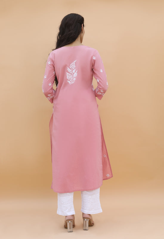 Saba Chikankari kurta in cotton - Pink