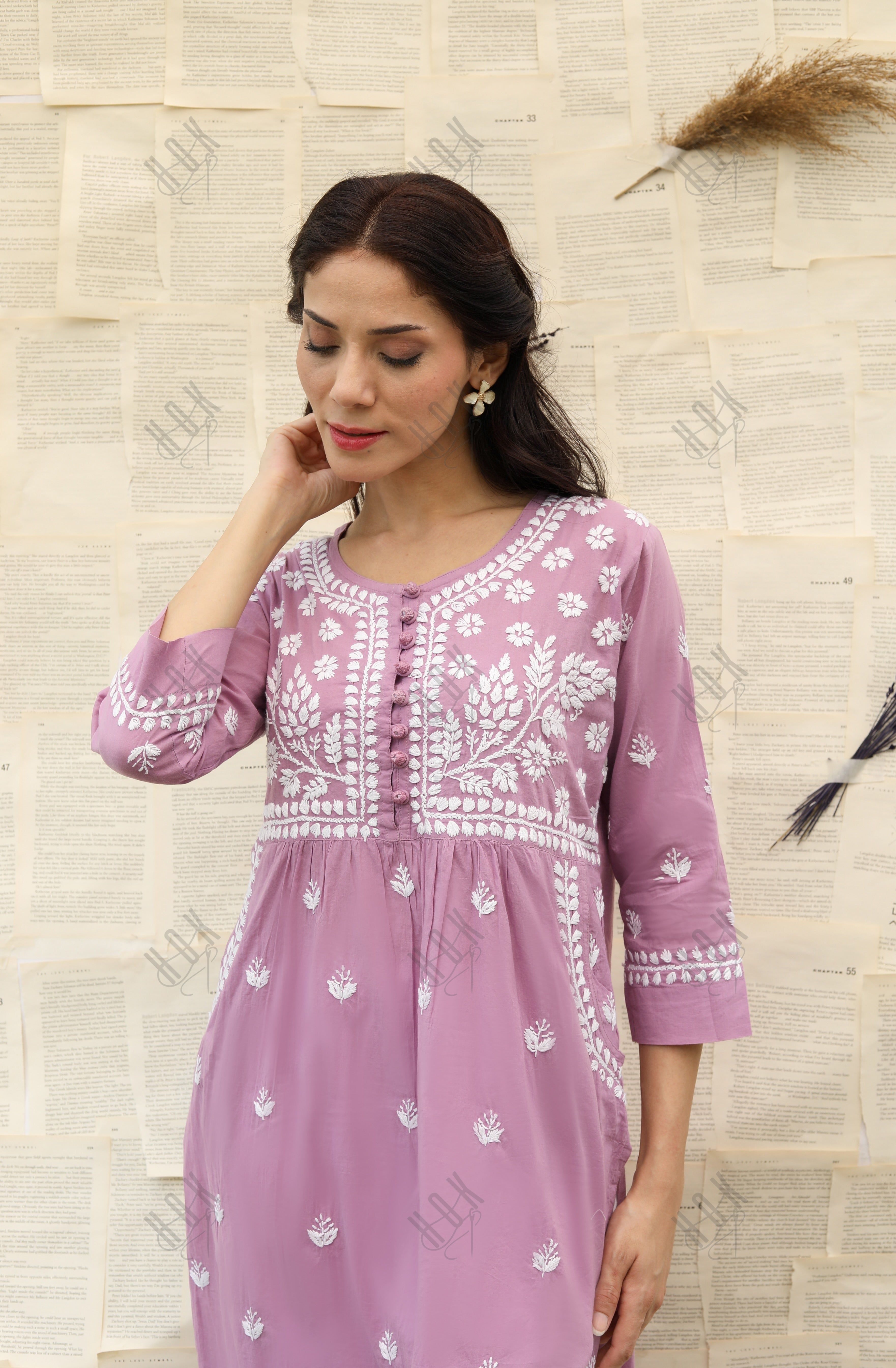 Saba Chikankari kurta in cotton - Purple